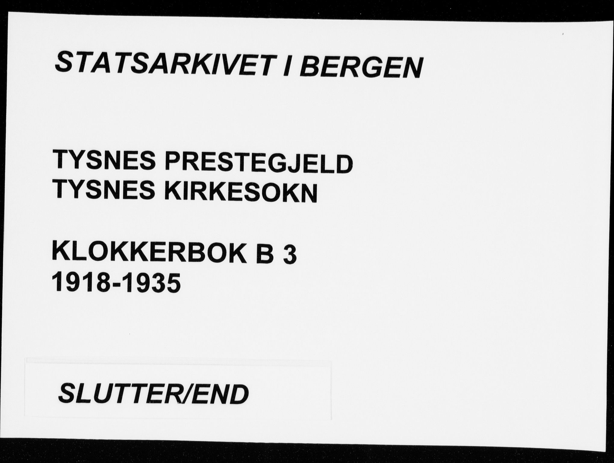 Tysnes sokneprestembete, AV/SAB-A-78601/H/Hab: Parish register (copy) no. B  3, 1918-1935