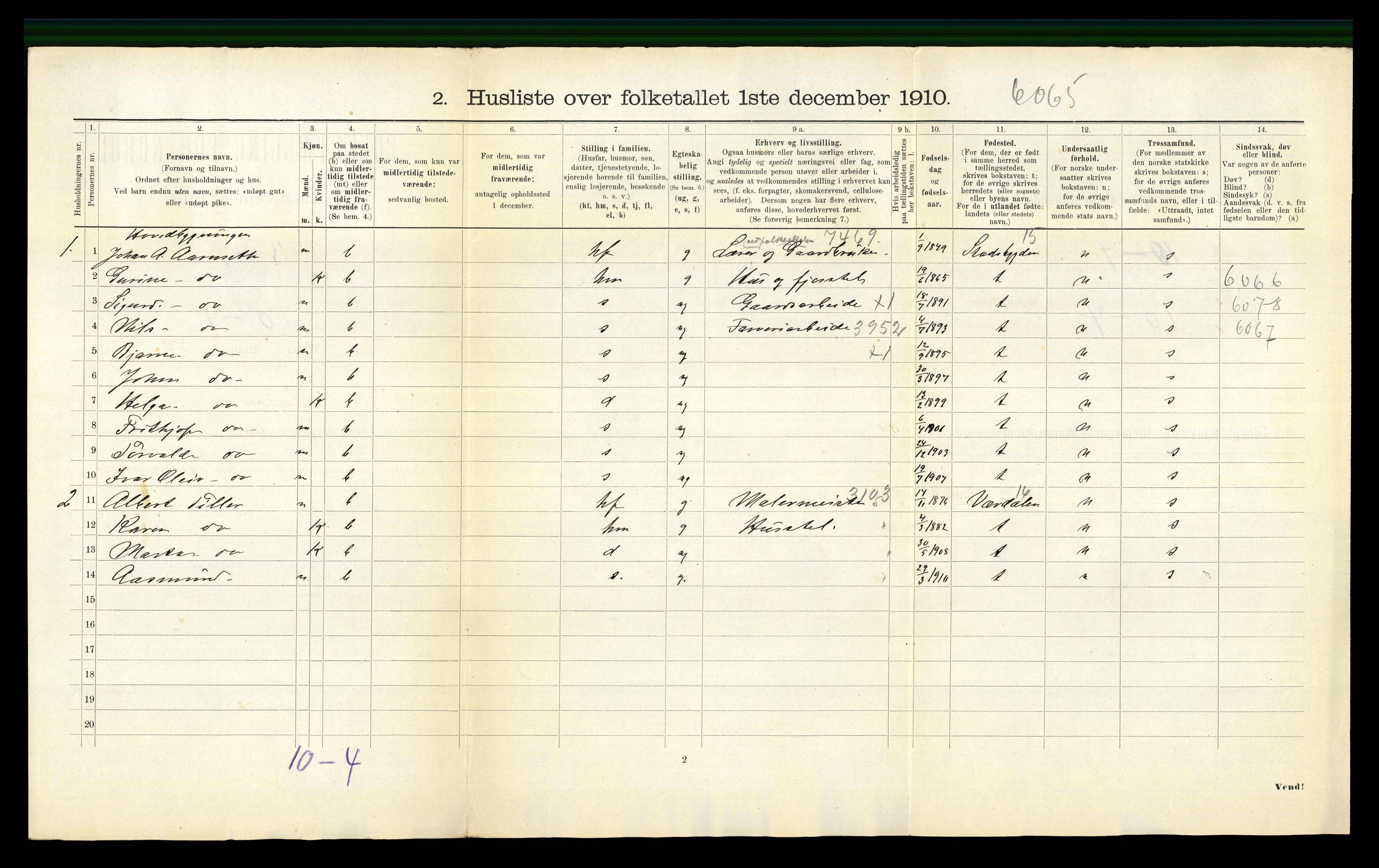 RA, 1910 census for Åsen, 1910, p. 181