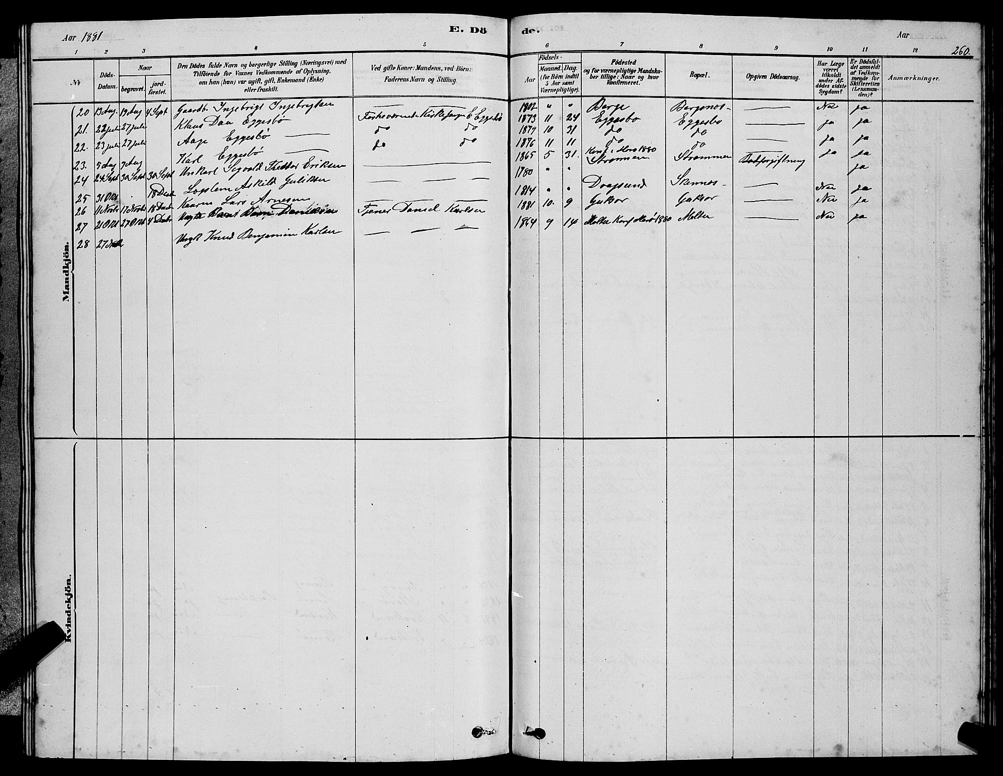 Ministerialprotokoller, klokkerbøker og fødselsregistre - Møre og Romsdal, AV/SAT-A-1454/507/L0081: Parish register (copy) no. 507C04, 1878-1898, p. 260