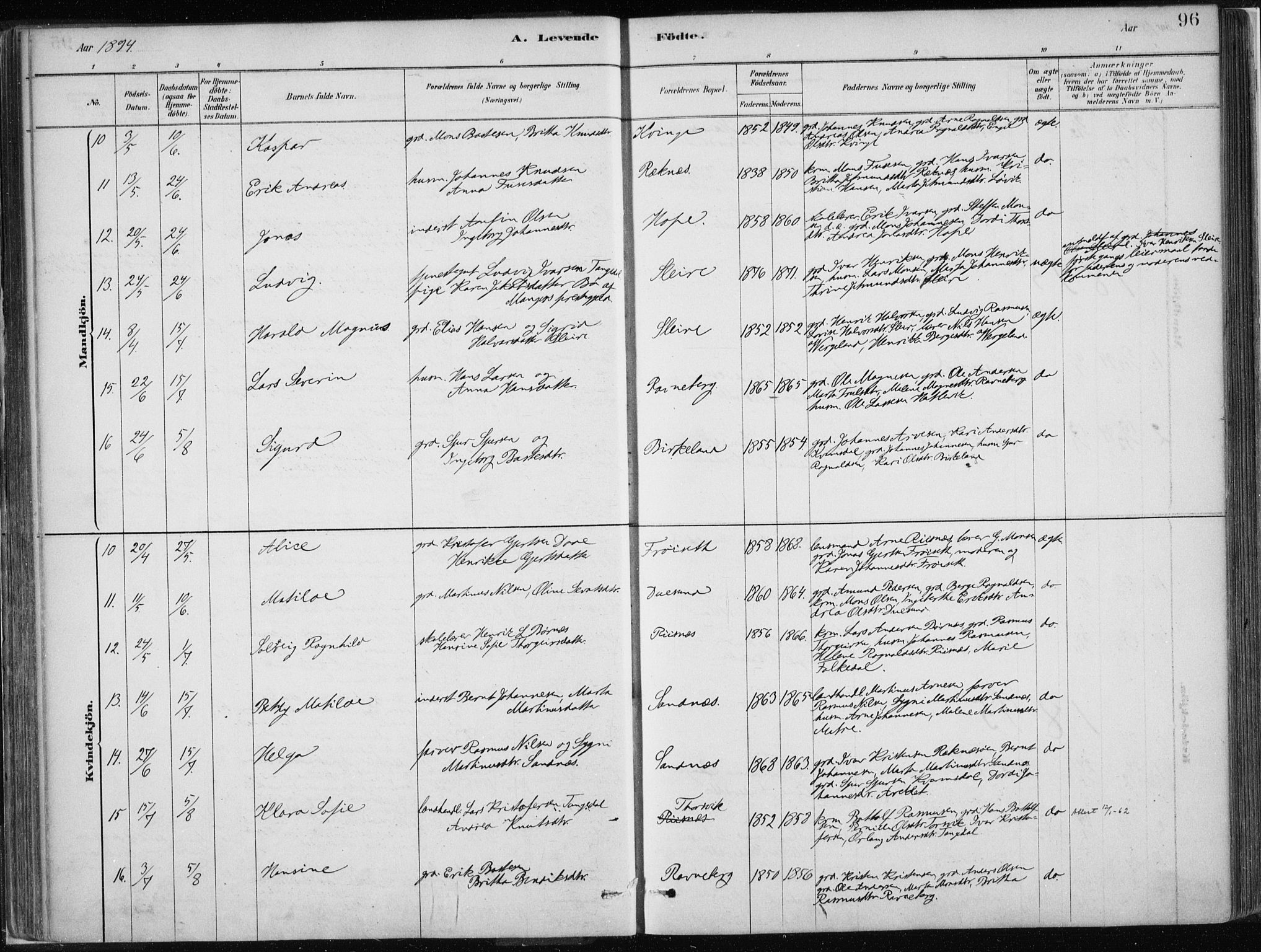 Masfjorden Sokneprestembete, SAB/A-77001: Parish register (official) no. B  1, 1876-1899, p. 96