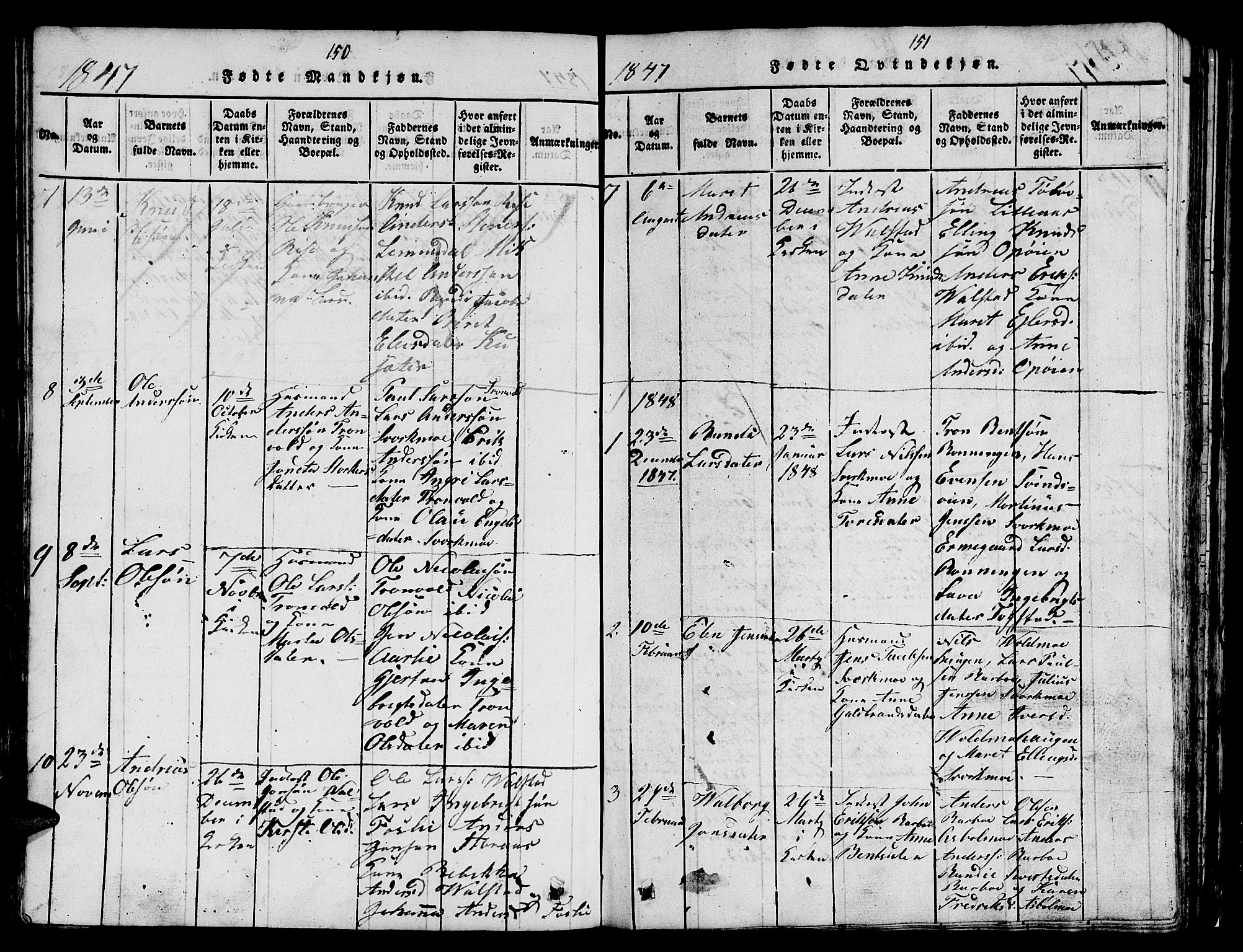 Ministerialprotokoller, klokkerbøker og fødselsregistre - Sør-Trøndelag, SAT/A-1456/671/L0842: Parish register (copy) no. 671C01, 1816-1867, p. 150-151