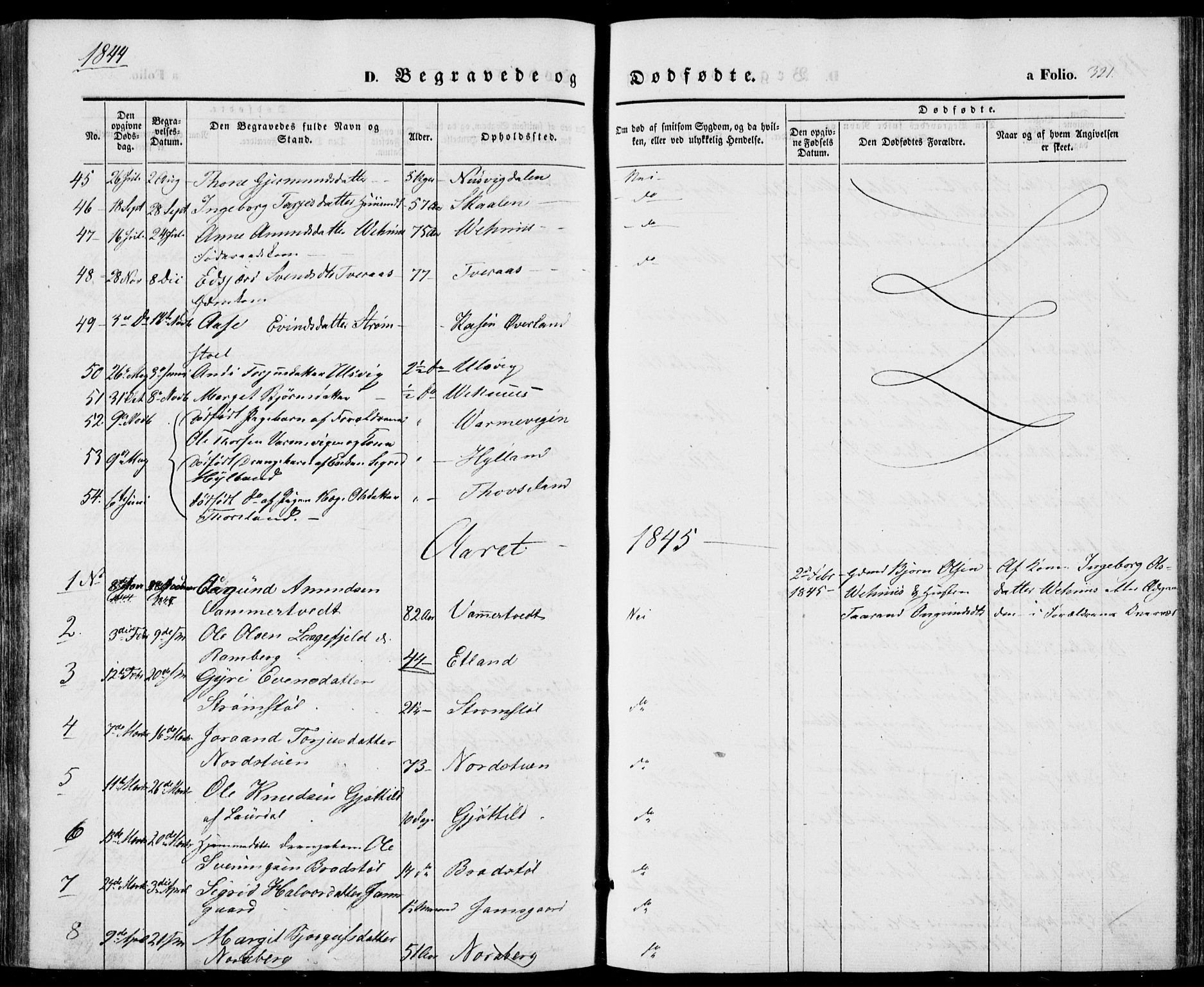Vinje kirkebøker, SAKO/A-312/F/Fa/L0004: Parish register (official) no. I 4, 1843-1869, p. 321