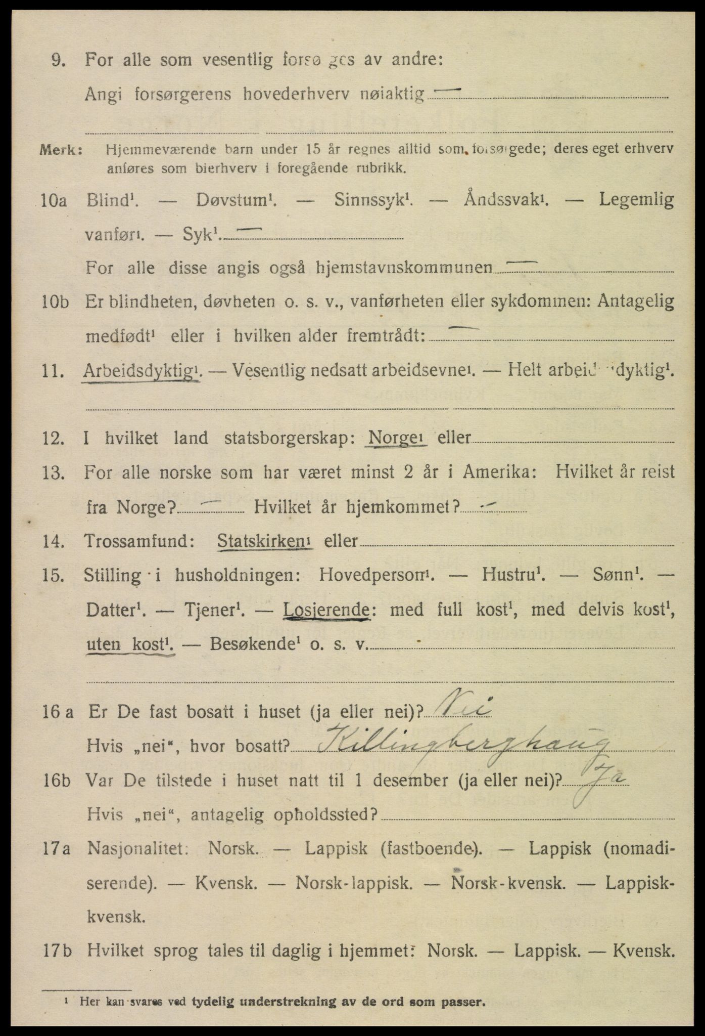 SAT, 1920 census for Leksvik, 1920, p. 1123