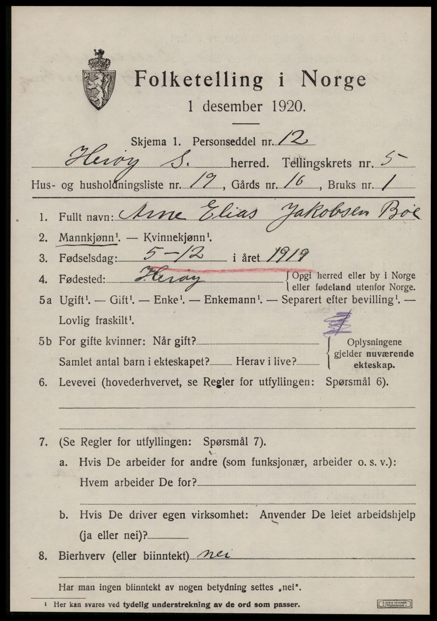 SAT, 1920 census for Herøy (MR), 1920, p. 3615