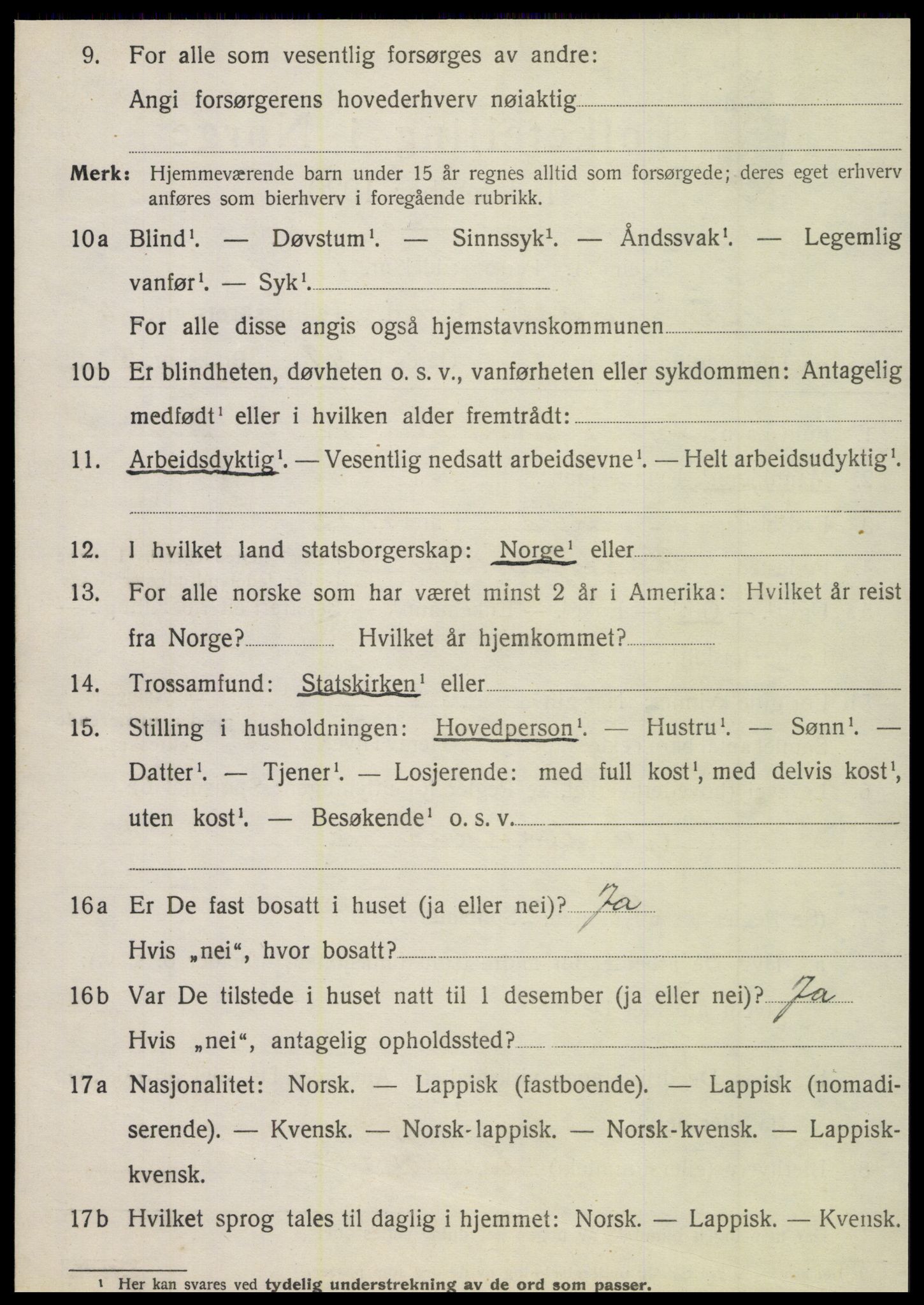 SAT, 1920 census for Hattfjelldal, 1920, p. 1261