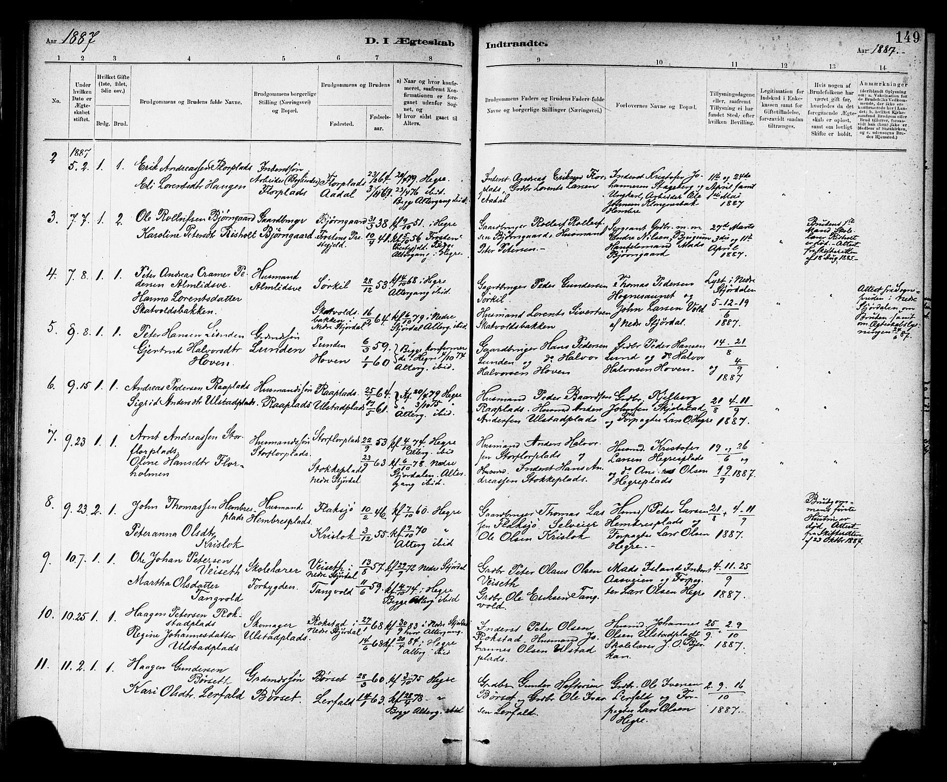 Ministerialprotokoller, klokkerbøker og fødselsregistre - Nord-Trøndelag, SAT/A-1458/703/L0030: Parish register (official) no. 703A03, 1880-1892, p. 149