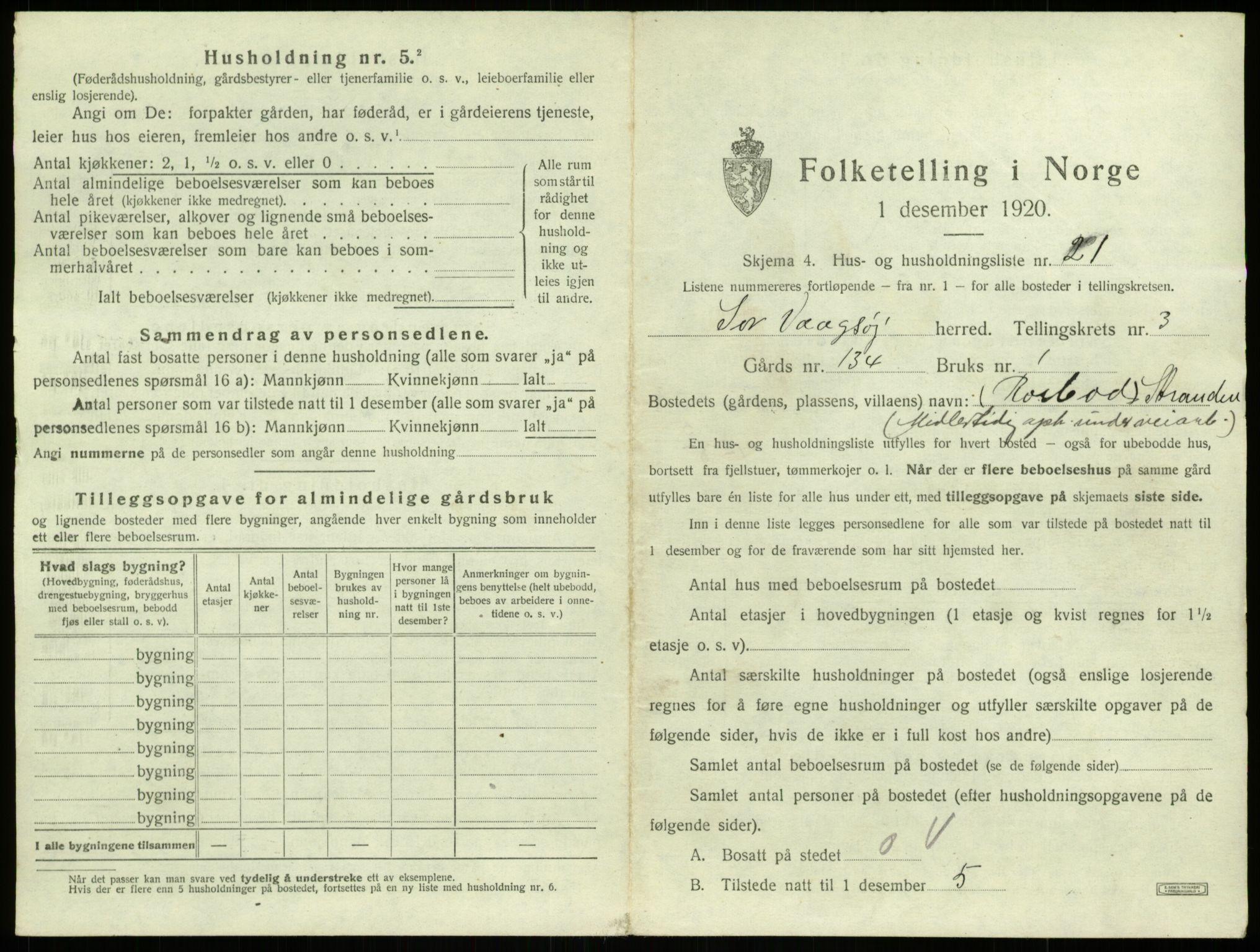 SAB, 1920 census for Sør-Vågsøy, 1920, p. 197