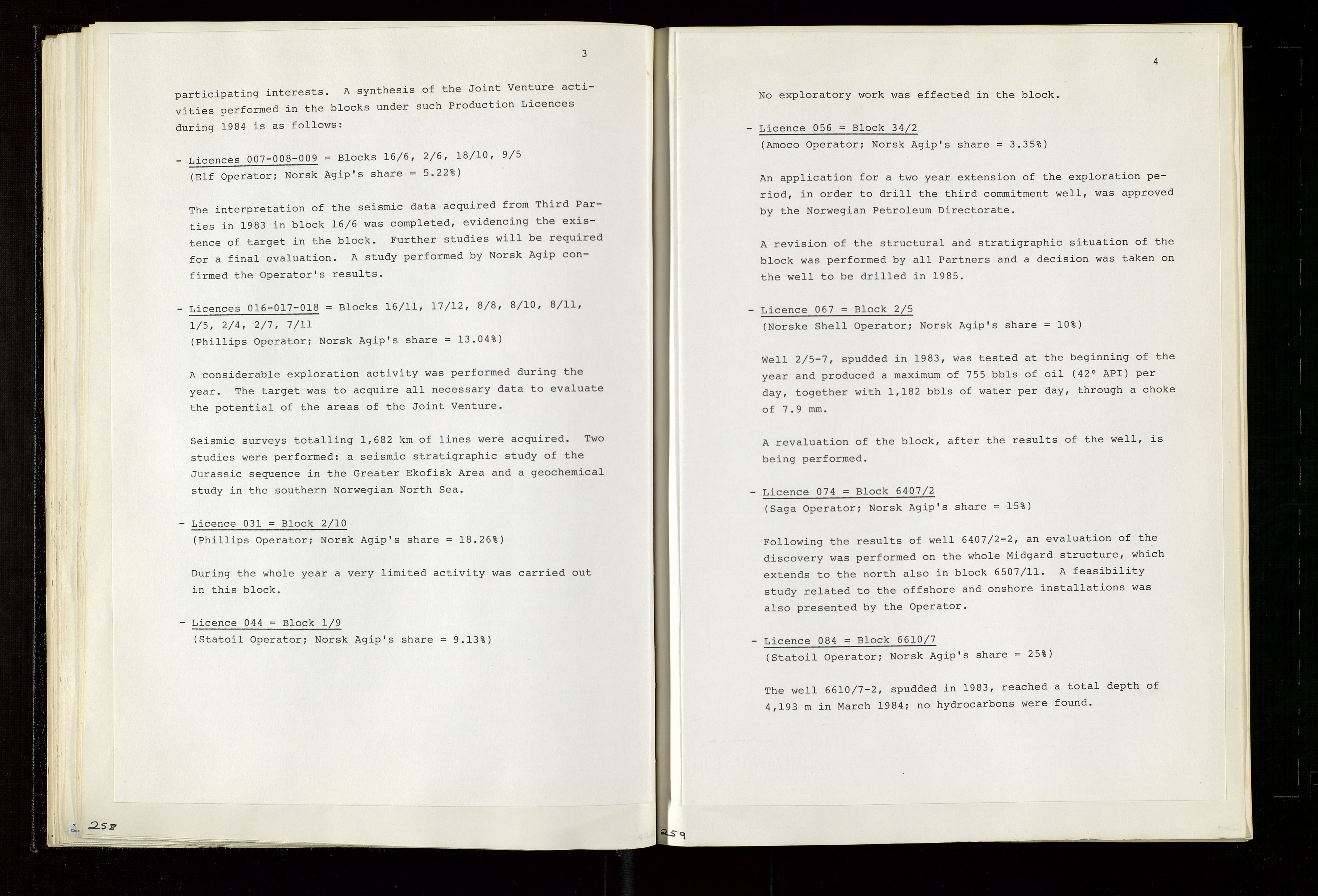 Pa 1583 - Norsk Agip AS, SAST/A-102138/A/Aa/L0003: Board of Directors meeting minutes, 1979-1983, p. 258-259