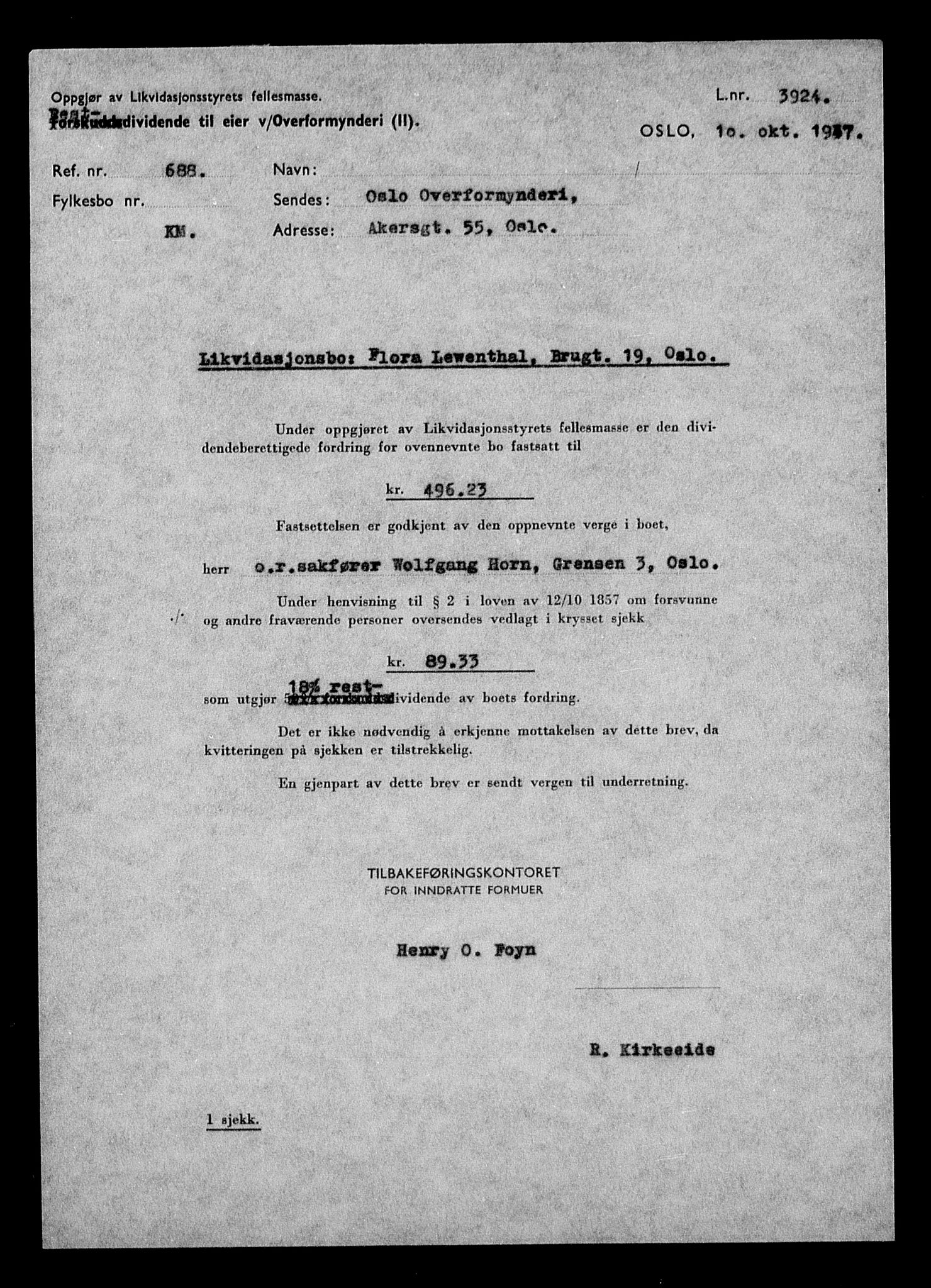 Justisdepartementet, Tilbakeføringskontoret for inndratte formuer, AV/RA-S-1564/H/Hc/Hcc/L0956: --, 1945-1947, p. 424