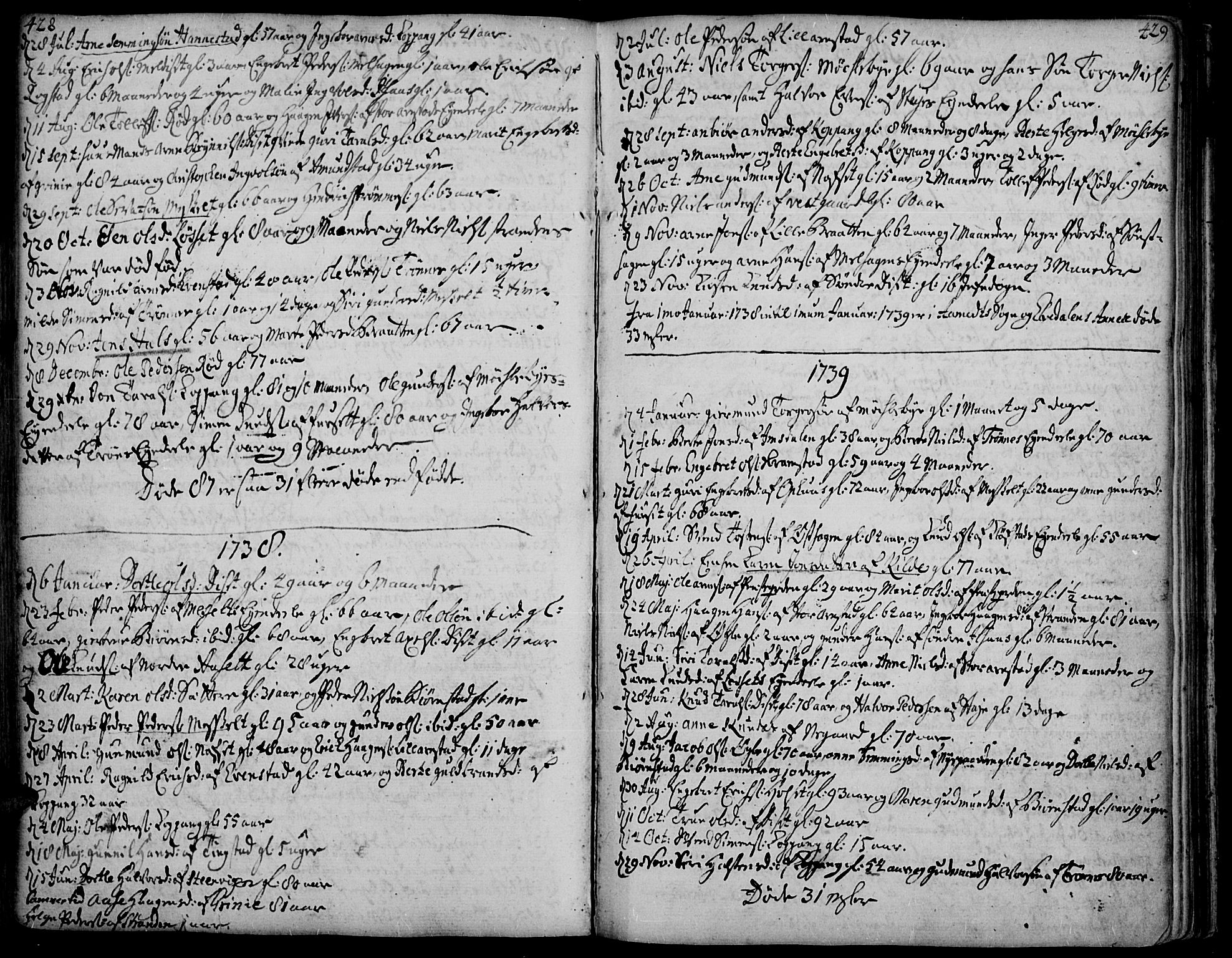 Åmot prestekontor, Hedmark, AV/SAH-PREST-056/H/Ha/Haa/L0002: Parish register (official) no. 2, 1734-1779, p. 428-429