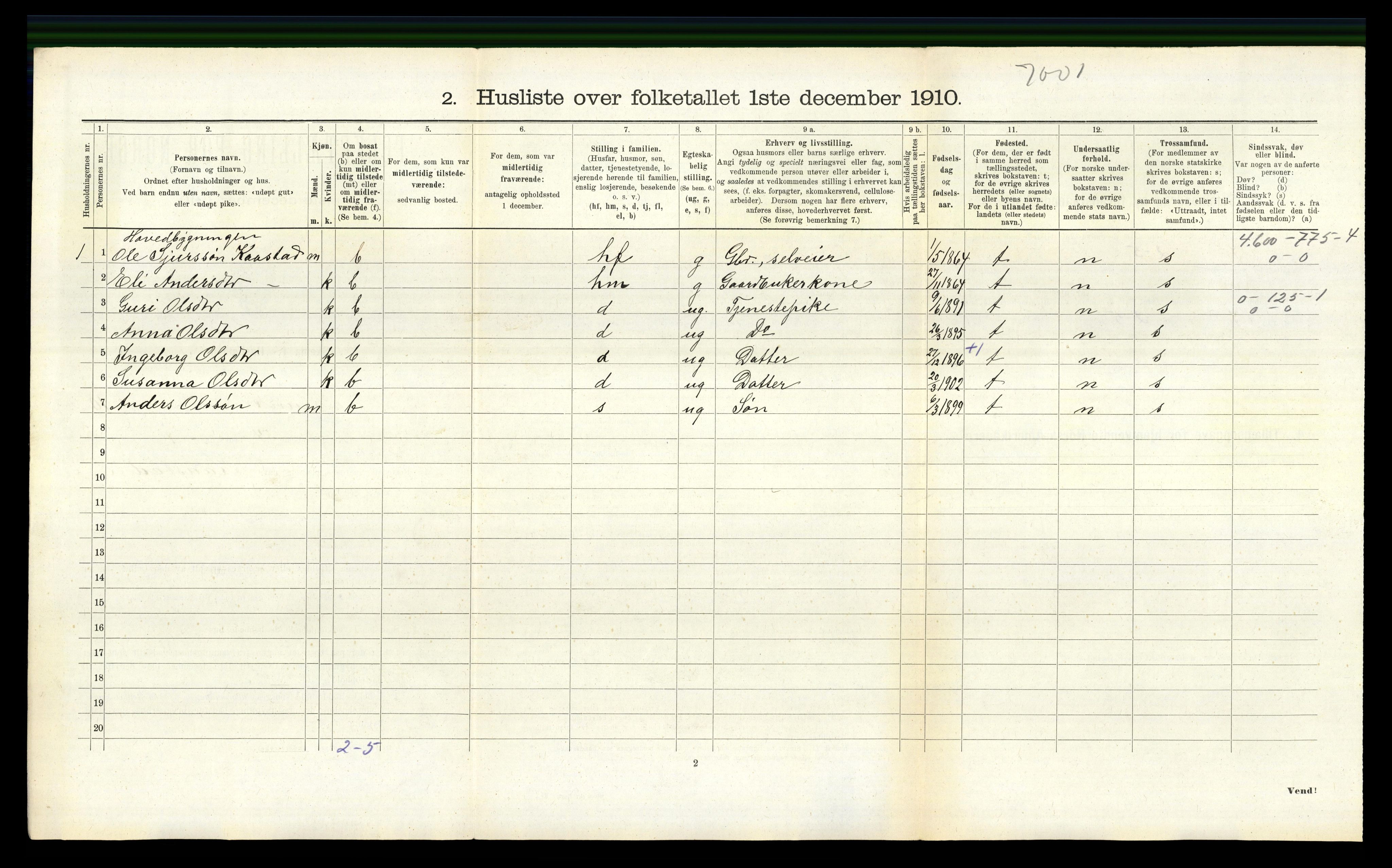 RA, 1910 census for Bruvik, 1910, p. 771