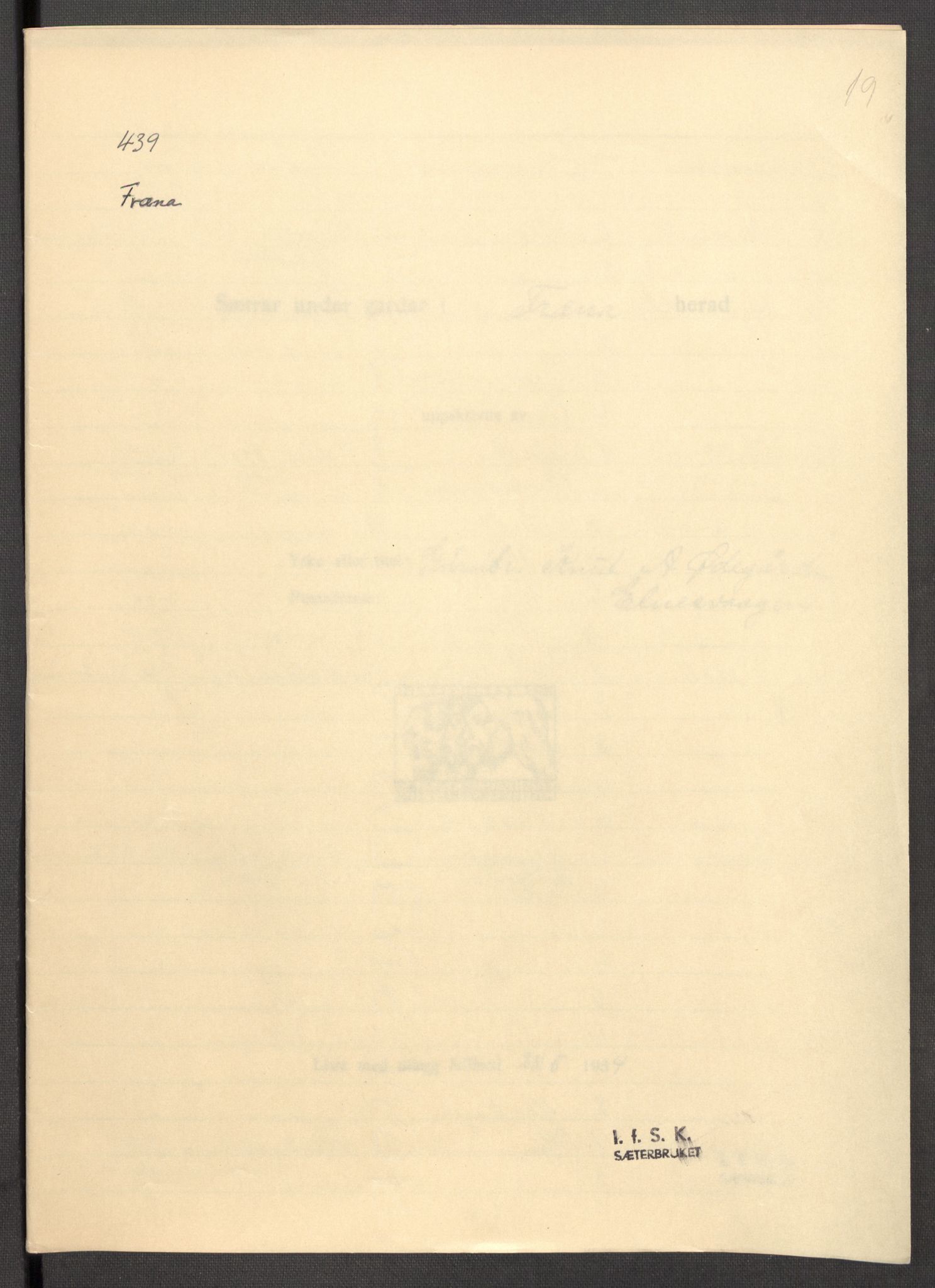 Instituttet for sammenlignende kulturforskning, RA/PA-0424/F/Fc/L0013/0001: Eske B13: / Møre og Romsdal (perm XXXV), 1933-1938, p. 19