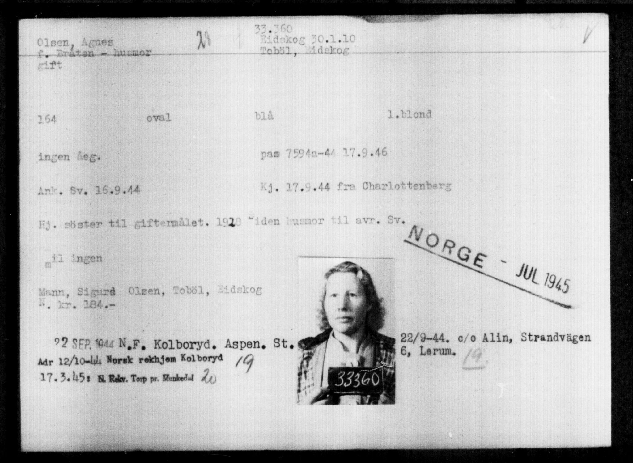 Utenriksstasjonene, Legasjonen i Stockholm, Flyktningkontoret, AV/RA-S-6753/V/Va/L0013: Kjesäterkartoteket, flyktninger med registreringsnr. 31500-34731, 1940-1945, p. 1956