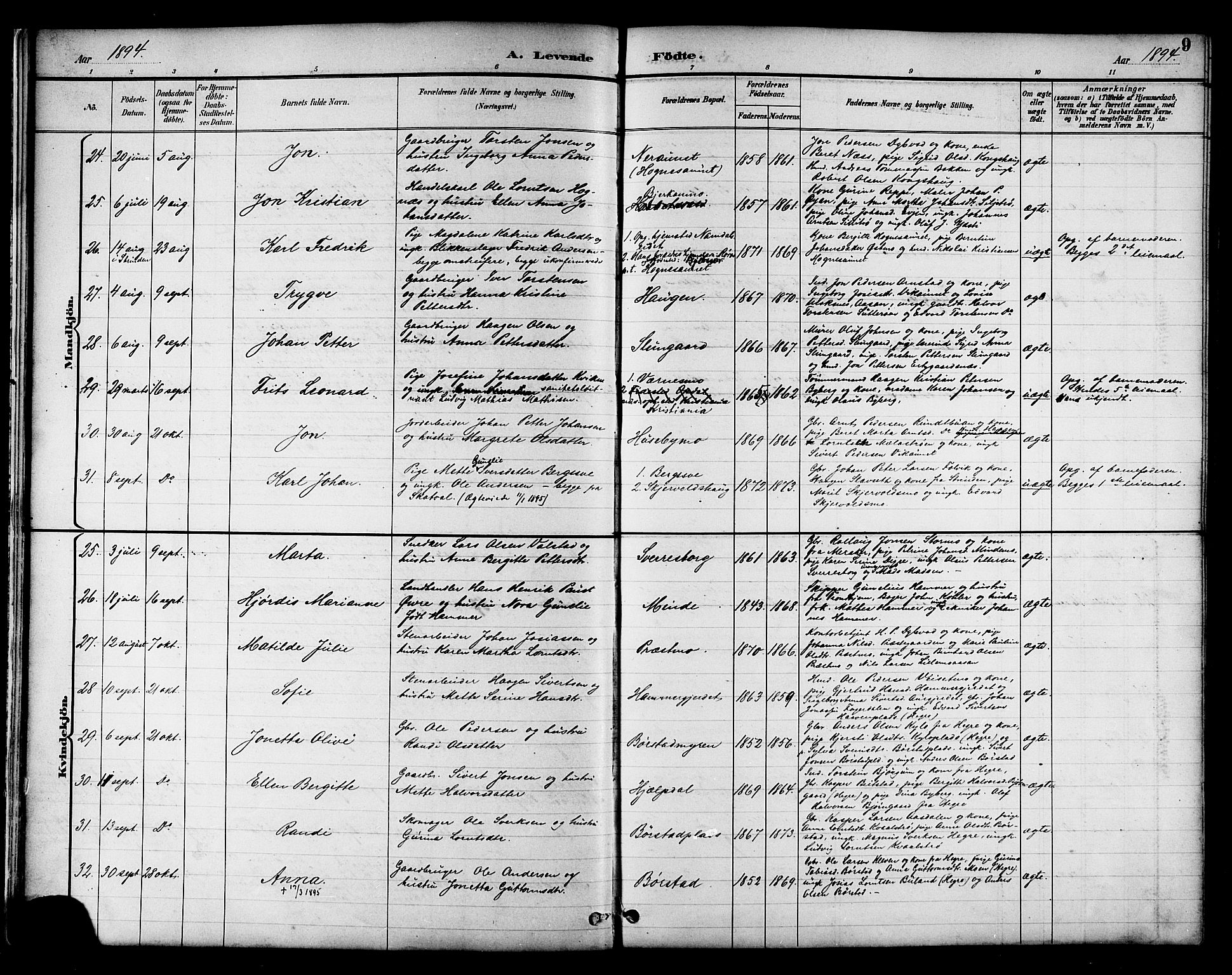 Ministerialprotokoller, klokkerbøker og fødselsregistre - Nord-Trøndelag, SAT/A-1458/709/L0087: Parish register (copy) no. 709C01, 1892-1913, p. 9