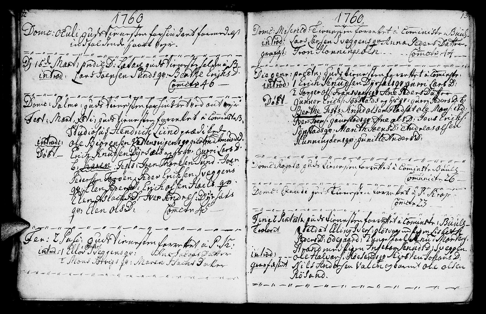 Ministerialprotokoller, klokkerbøker og fødselsregistre - Møre og Romsdal, AV/SAT-A-1454/569/L0816: Parish register (official) no. 569A02, 1759-1805, p. 12-13