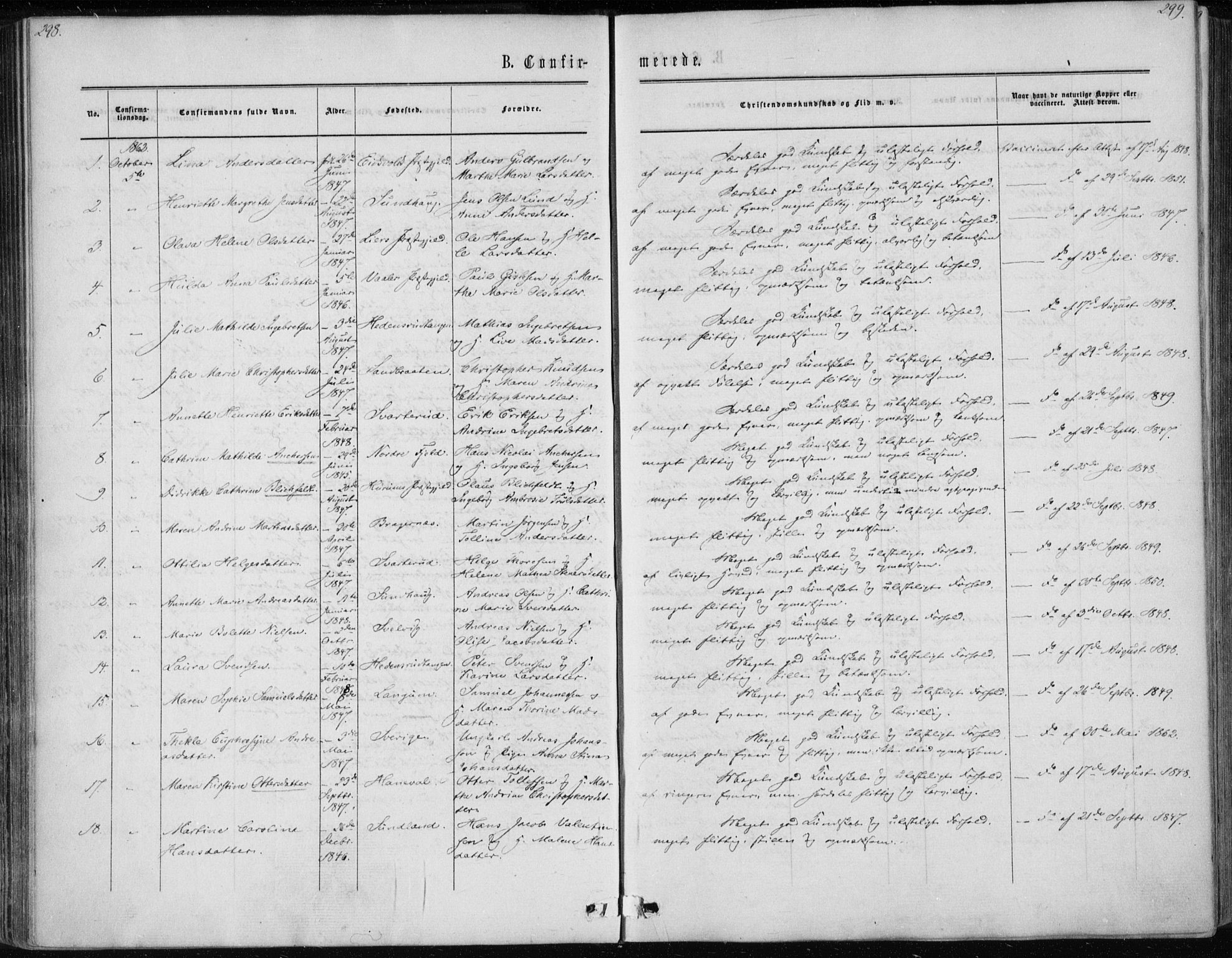 Skoger kirkebøker, AV/SAKO-A-59/F/Fa/L0004: Parish register (official) no. I 4, 1862-1872, p. 298-299