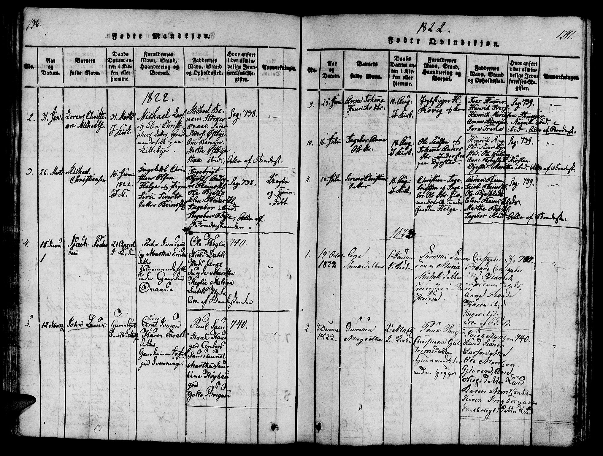 Ministerialprotokoller, klokkerbøker og fødselsregistre - Nord-Trøndelag, SAT/A-1458/746/L0441: Parish register (official) no. 746A03 /3, 1816-1827, p. 136-137
