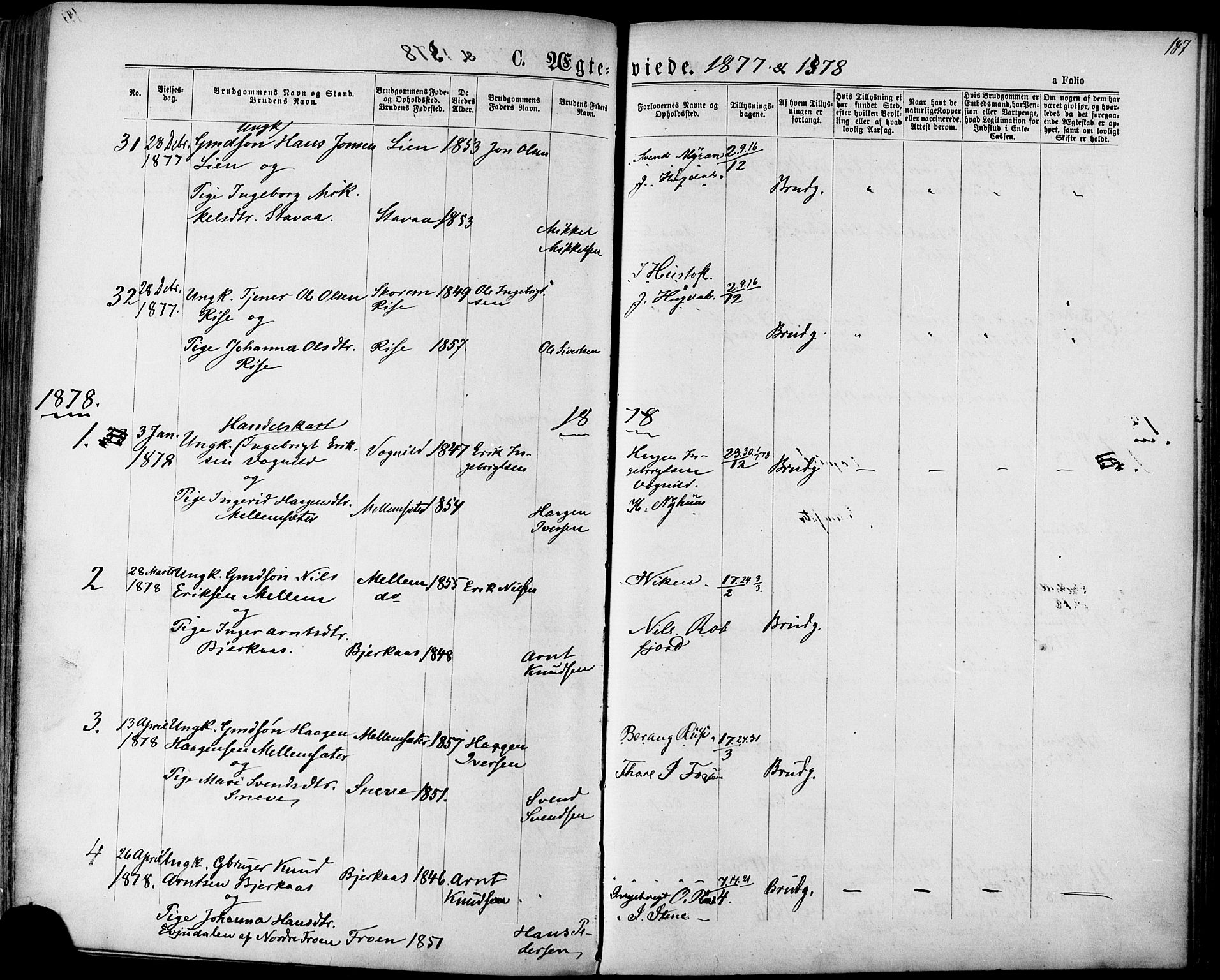 Ministerialprotokoller, klokkerbøker og fødselsregistre - Sør-Trøndelag, SAT/A-1456/678/L0900: Parish register (official) no. 678A09, 1872-1881, p. 187