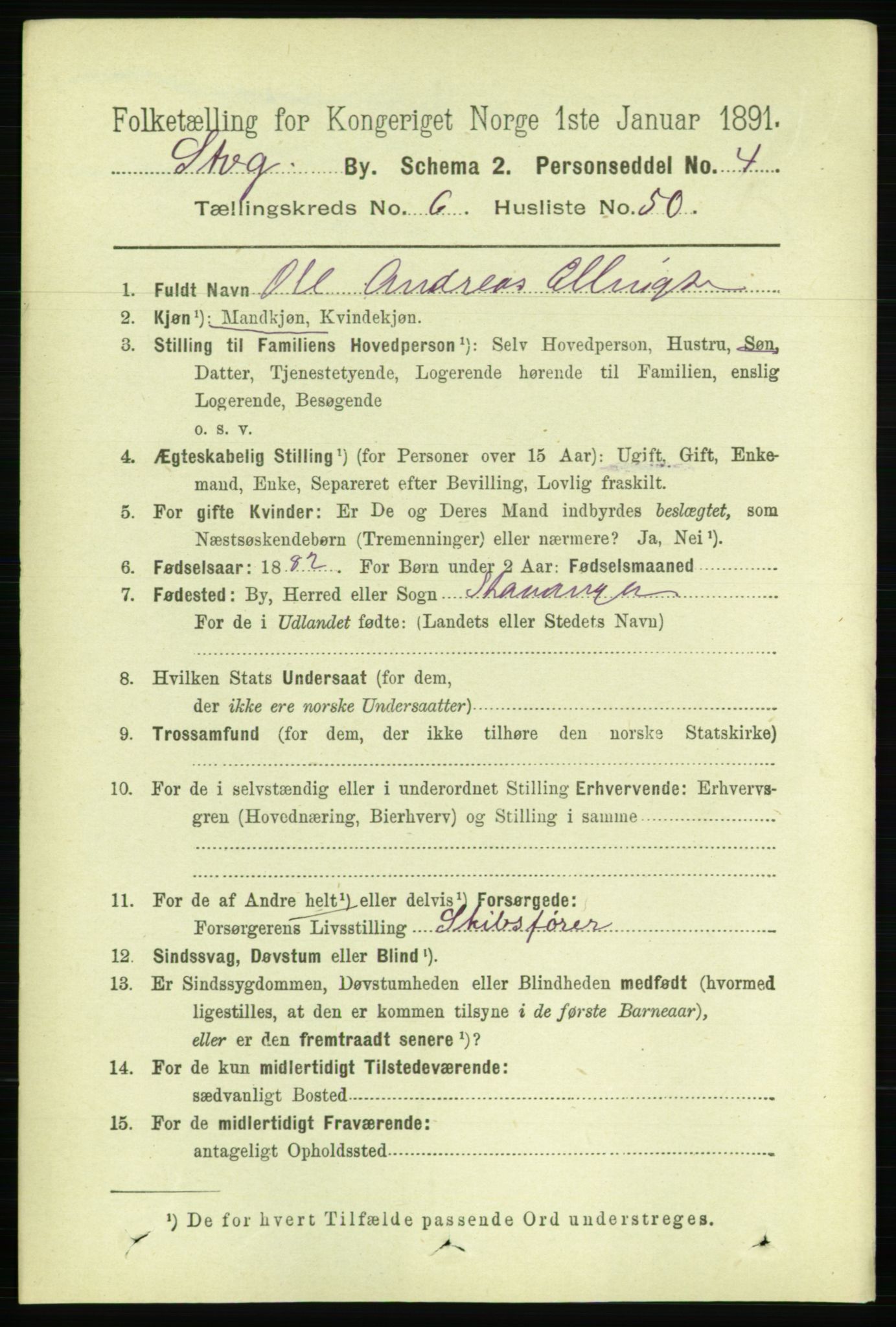 RA, 1891 census for 1103 Stavanger, 1891, p. 10440