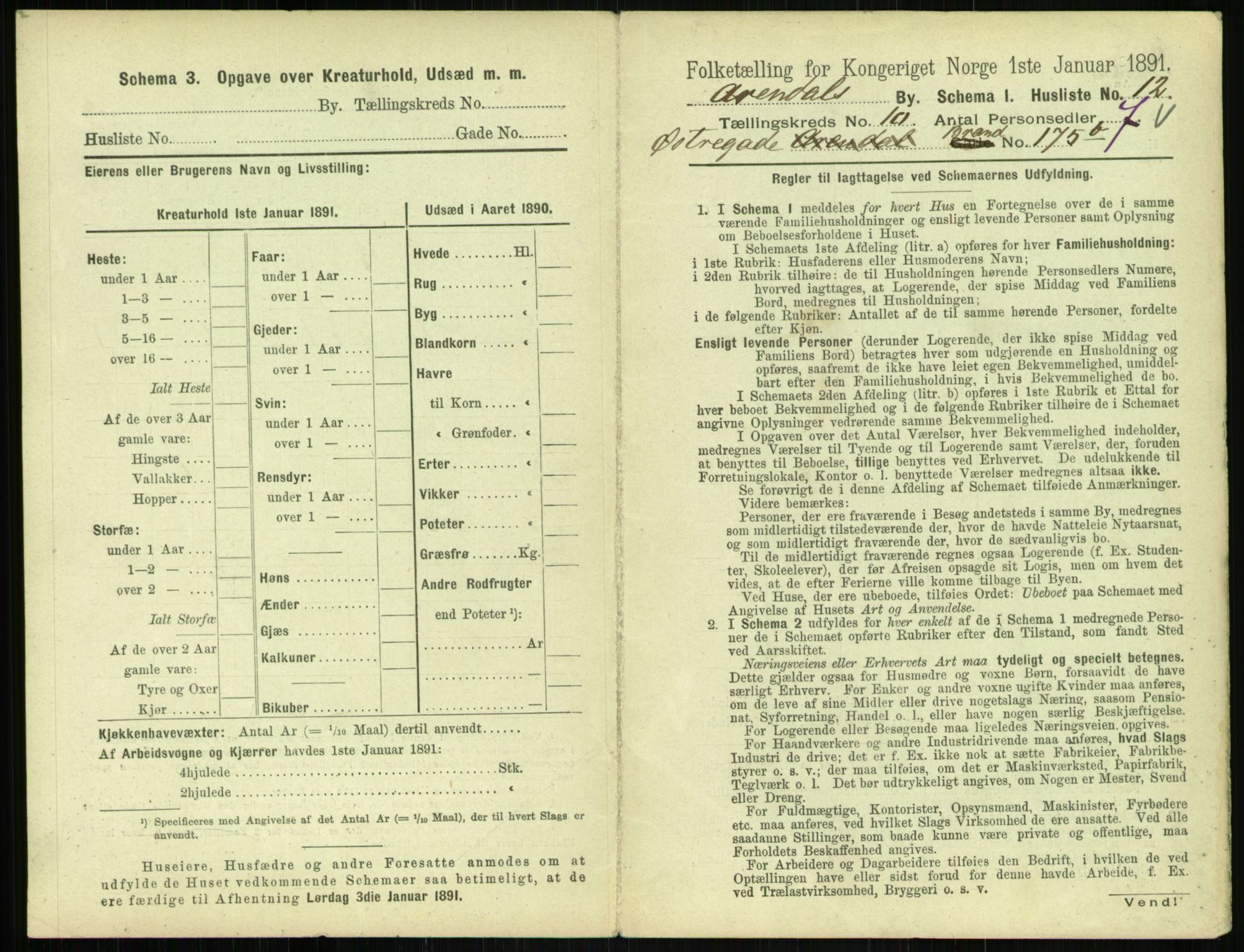 RA, 1891 census for 0903 Arendal, 1891, p. 552