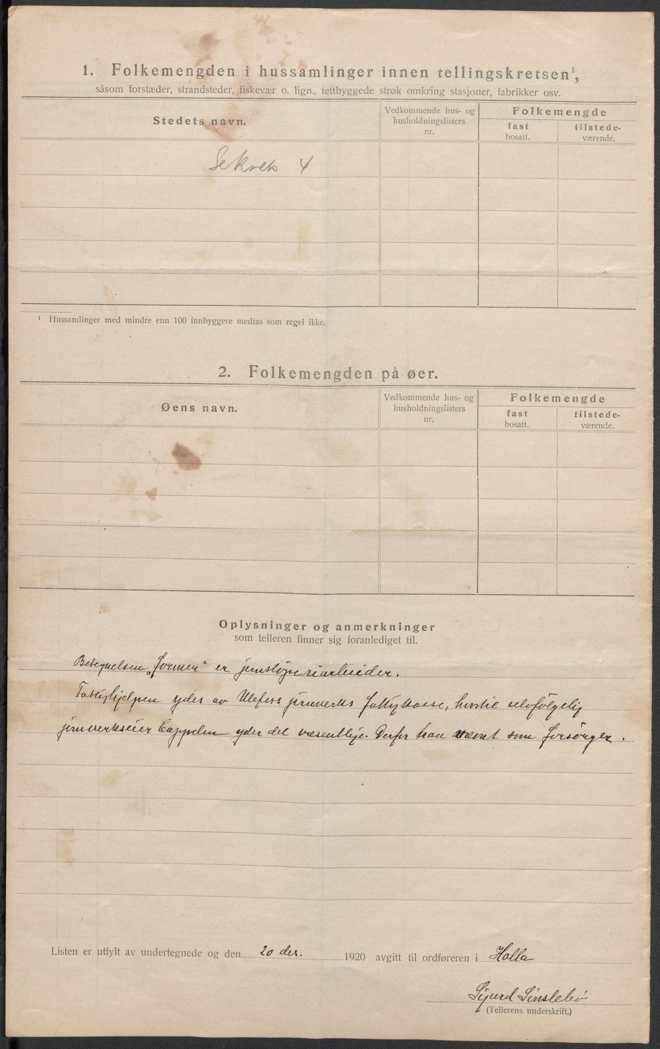 SAKO, 1920 census for Holla, 1920, p. 15