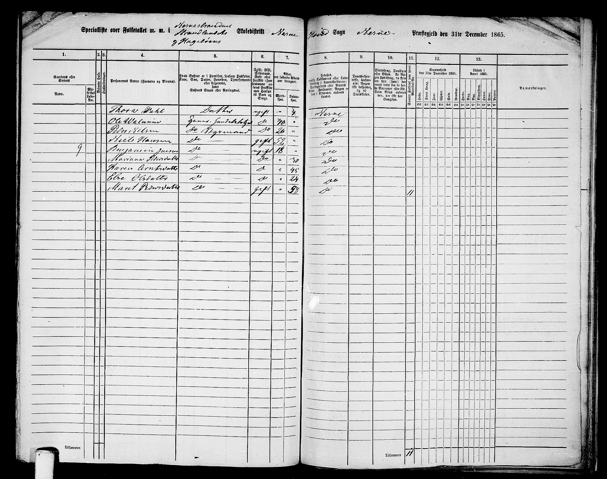 RA, 1865 census for Nesna, 1865, p. 146