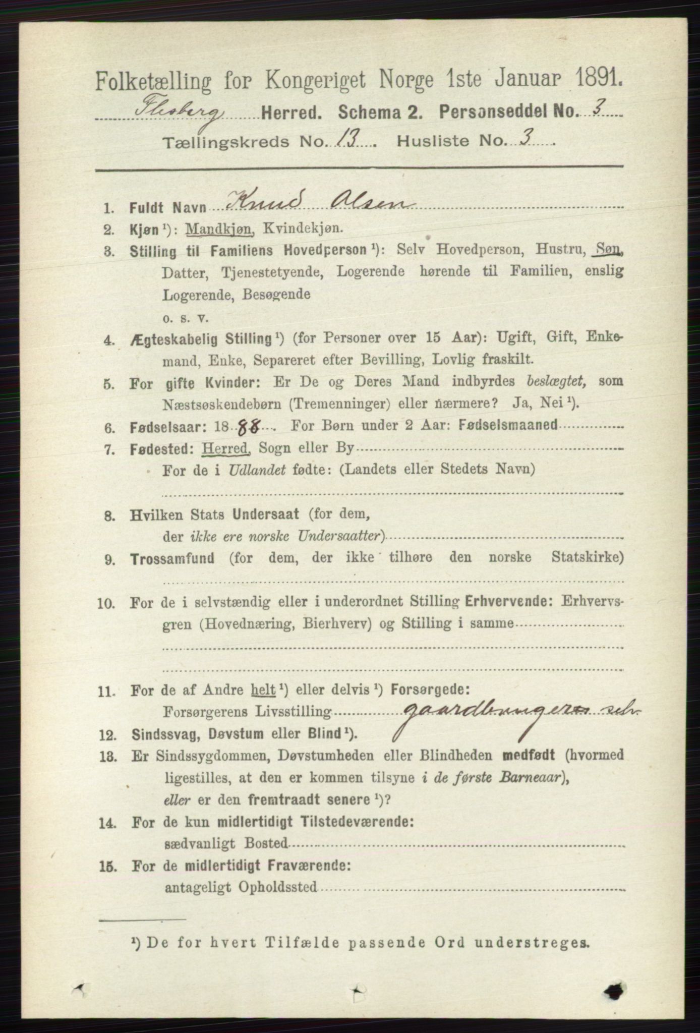 RA, 1891 census for 0631 Flesberg, 1891, p. 2234