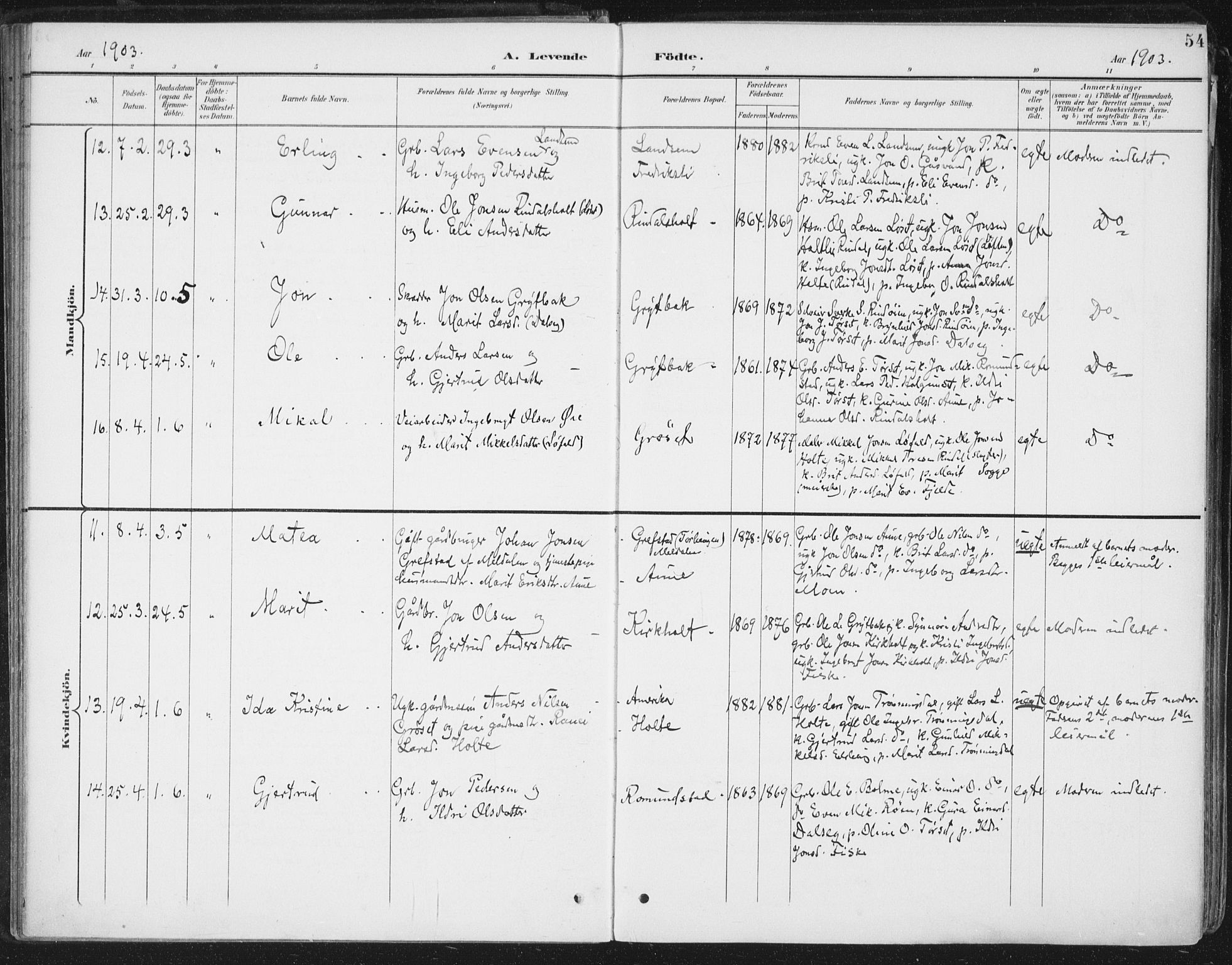 Ministerialprotokoller, klokkerbøker og fødselsregistre - Møre og Romsdal, AV/SAT-A-1454/598/L1072: Parish register (official) no. 598A06, 1896-1910, p. 54