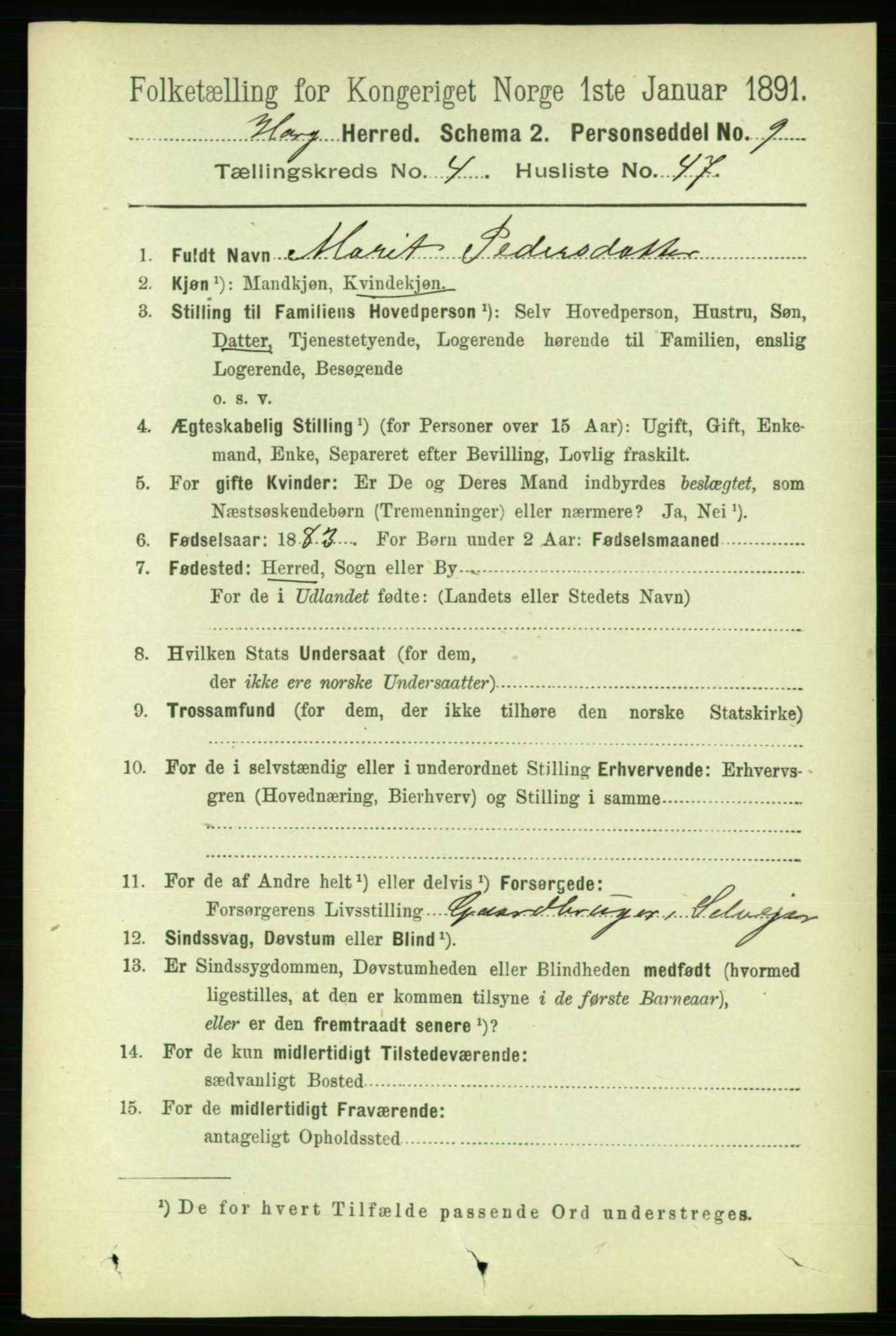 RA, 1891 census for 1650 Horg, 1891, p. 1847