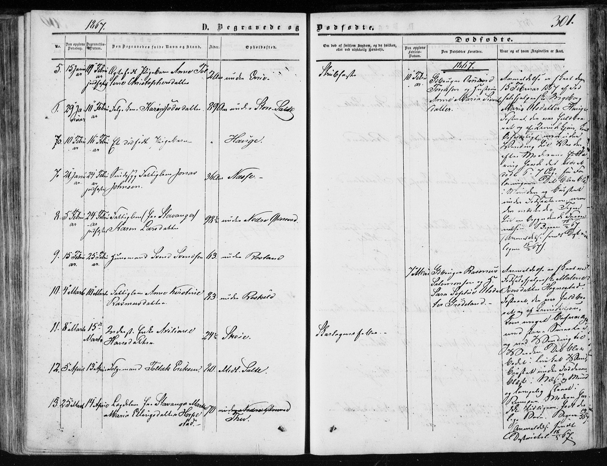 Klepp sokneprestkontor, AV/SAST-A-101803/001/3/30BA/L0005: Parish register (official) no. A 5, 1853-1870, p. 301