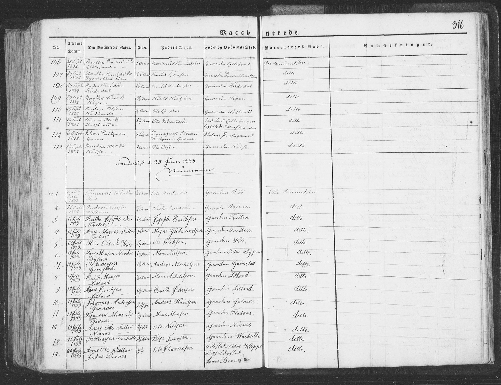 Hosanger sokneprestembete, AV/SAB-A-75801/H/Haa: Parish register (official) no. A 6, 1824-1835, p. 316