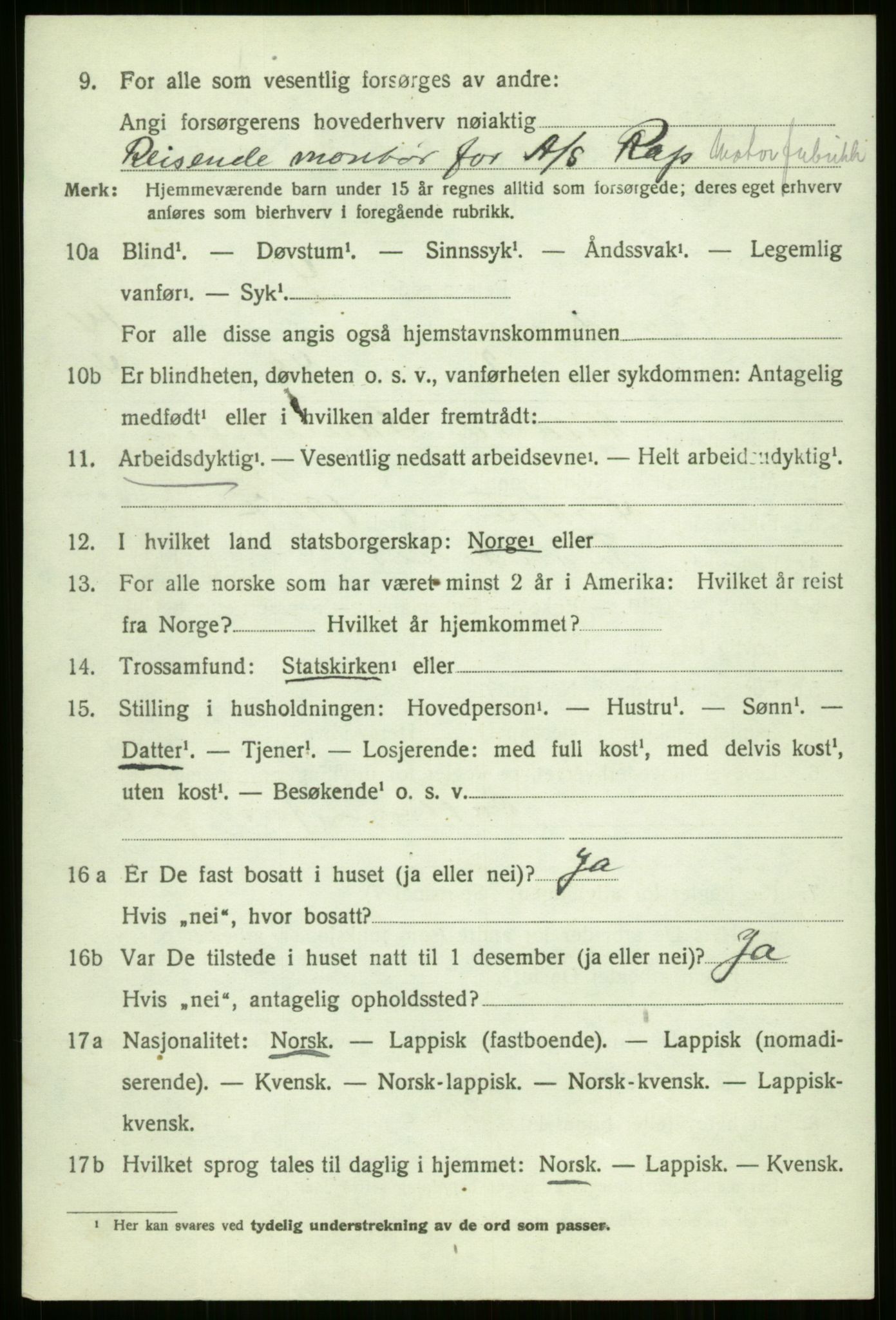 SATØ, 1920 census for Trondenes, 1920, p. 9976