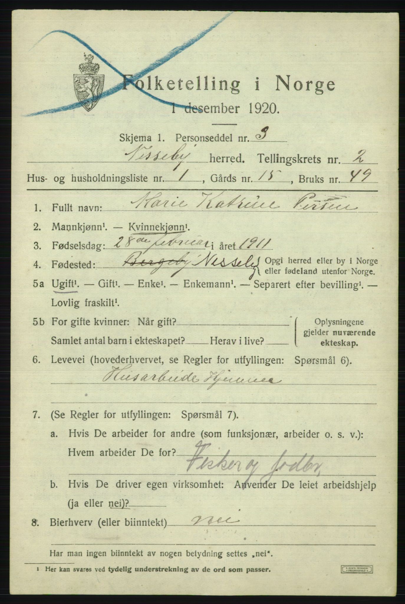 SATØ, 1920 census for Nesseby, 1920, p. 918