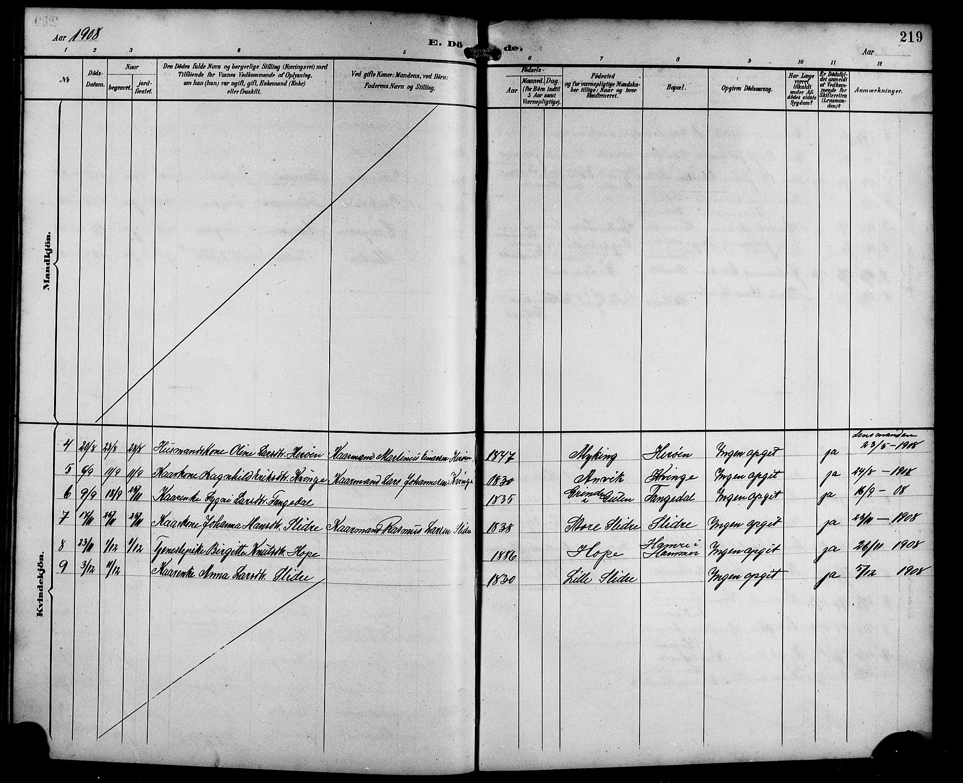 Masfjorden sokneprestembete, AV/SAB-A-77001: Parish register (copy) no. B 1, 1892-1913, p. 219