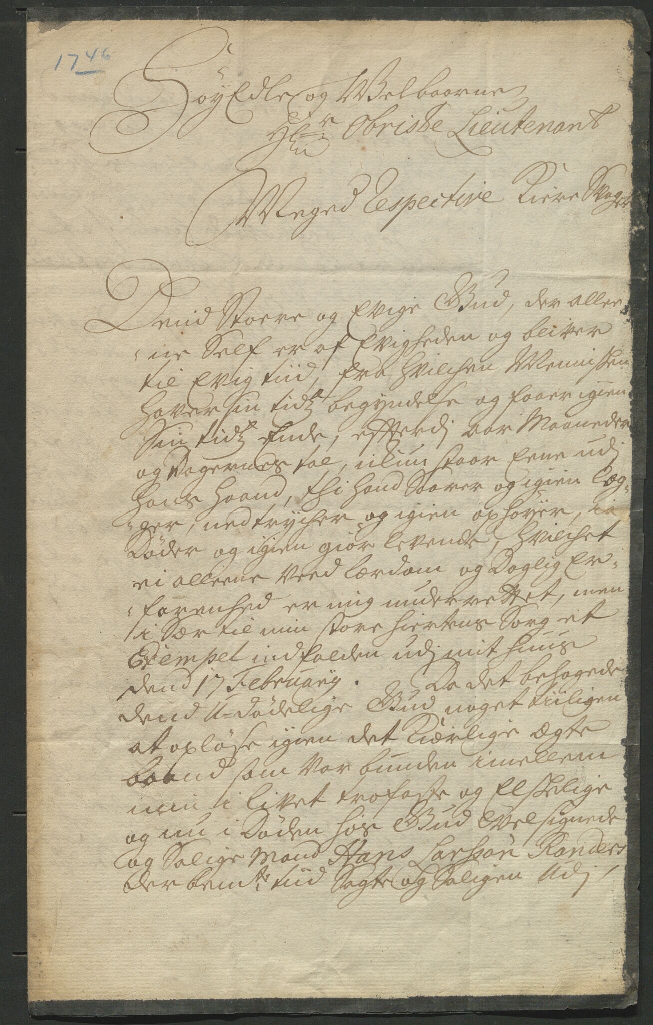 Åker i Vang, Hedmark, og familien Todderud, AV/SAH-ARK-010/E/Ea/L0001: Korrespondanse ordnet kronologisk, 1721-1772, p. 23