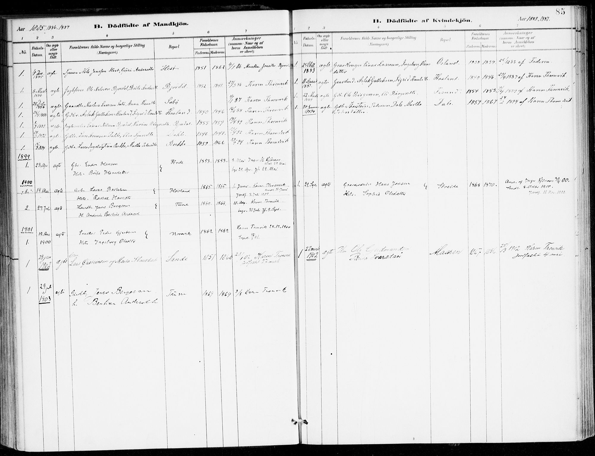 Lavik sokneprestembete, AV/SAB-A-80901: Parish register (official) no. C 1, 1882-1904, p. 85