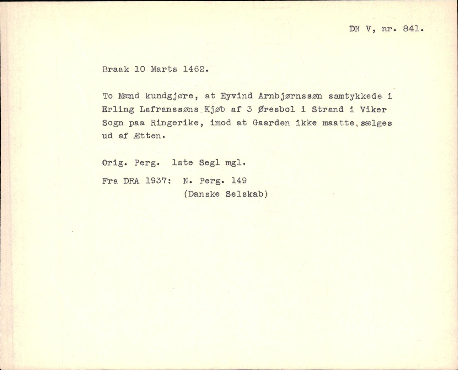 Riksarkivets diplomsamling, AV/RA-EA-5965/F35/F35f/L0003: Regestsedler: Diplomer fra DRA 1937 og 1996, p. 337