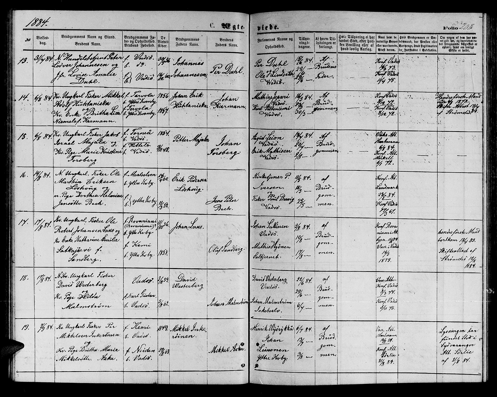 Vadsø sokneprestkontor, AV/SATØ-S-1325/H/Hb/L0002klokker: Parish register (copy) no. 2, 1875-1884, p. 208