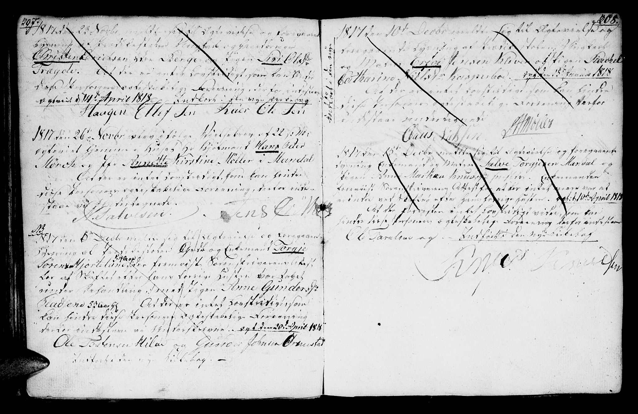 Mandal sokneprestkontor, AV/SAK-1111-0030/F/Fa/Faa/L0007: Parish register (official) no. A 7, 1783-1818, p. 307-308