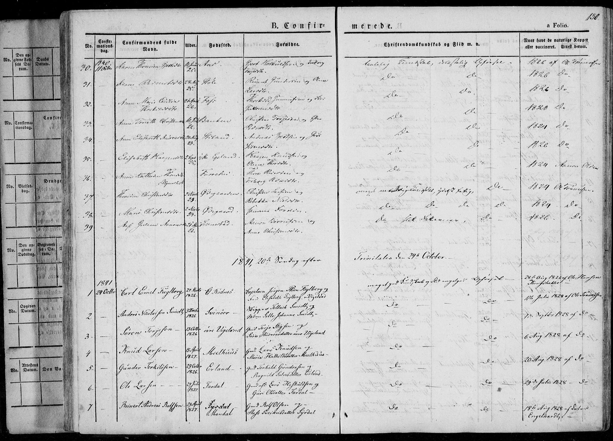 Sør-Audnedal sokneprestkontor, AV/SAK-1111-0039/F/Fa/Fab/L0006: Parish register (official) no. A 6, 1829-1855, p. 150