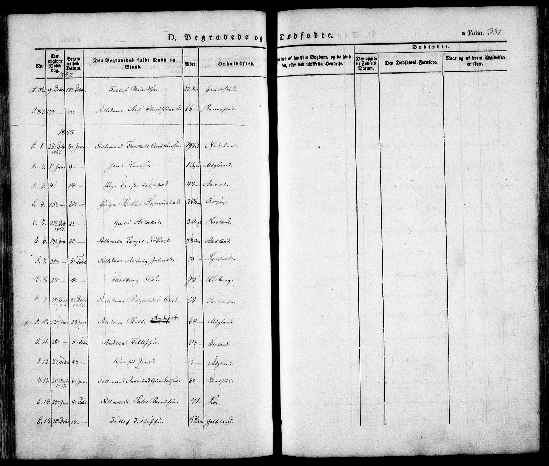 Evje sokneprestkontor, SAK/1111-0008/F/Fa/Faa/L0005: Parish register (official) no. A 5, 1843-1865, p. 381