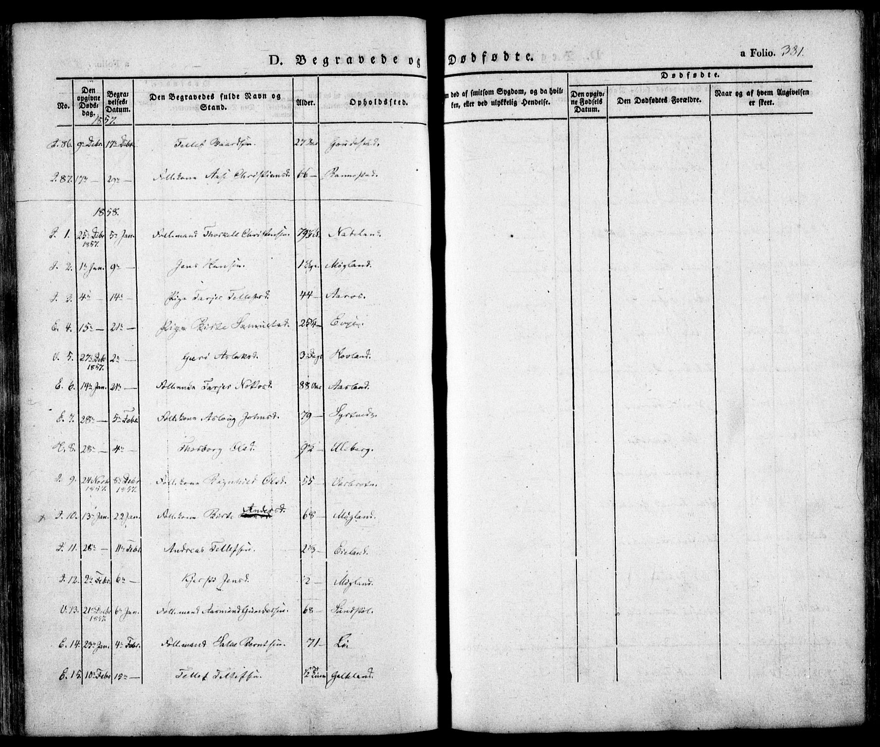 Evje sokneprestkontor, AV/SAK-1111-0008/F/Fa/Faa/L0005: Parish register (official) no. A 5, 1843-1865, p. 381