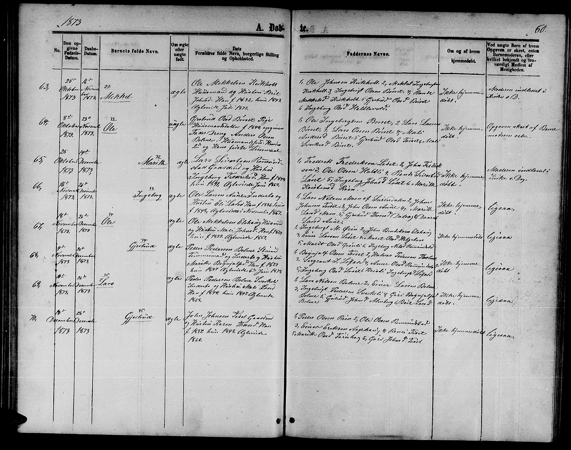 Ministerialprotokoller, klokkerbøker og fødselsregistre - Møre og Romsdal, AV/SAT-A-1454/598/L1076: Parish register (copy) no. 598C01, 1867-1878, p. 60