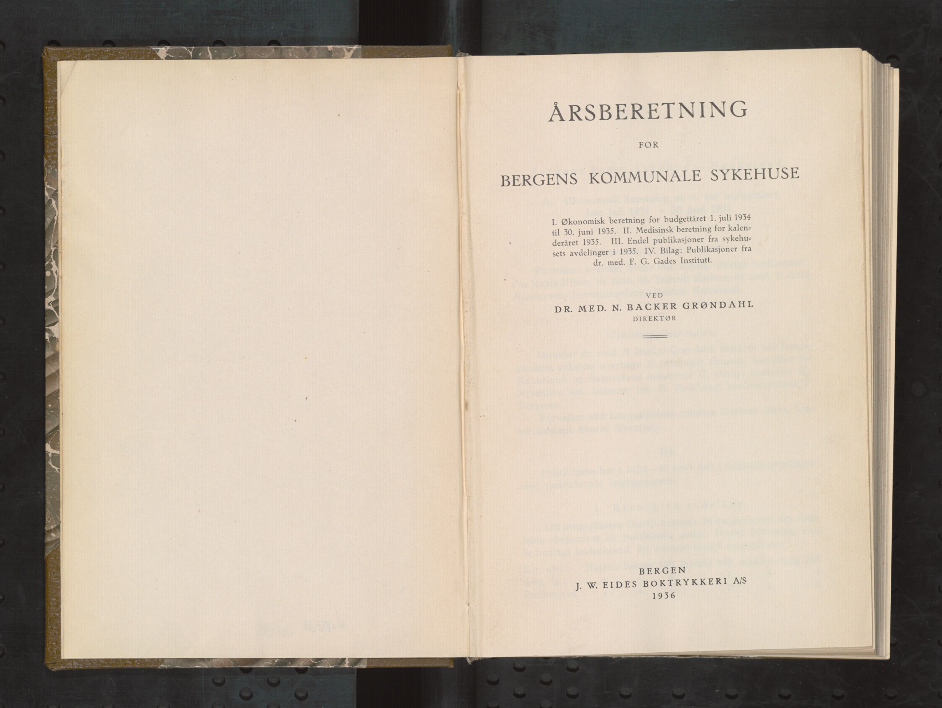 Haukeland Sykehus, Direktøren, BBA/A-2050.04/Æa/L0005: Årsberetninger 1933-1937, 1933-1937, p. 104