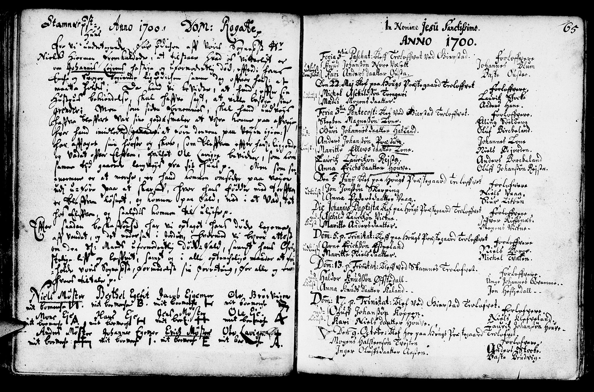 Haus sokneprestembete, SAB/A-75601/H/Haa: Parish register (official) no. A 1, 1691-1712, p. 65