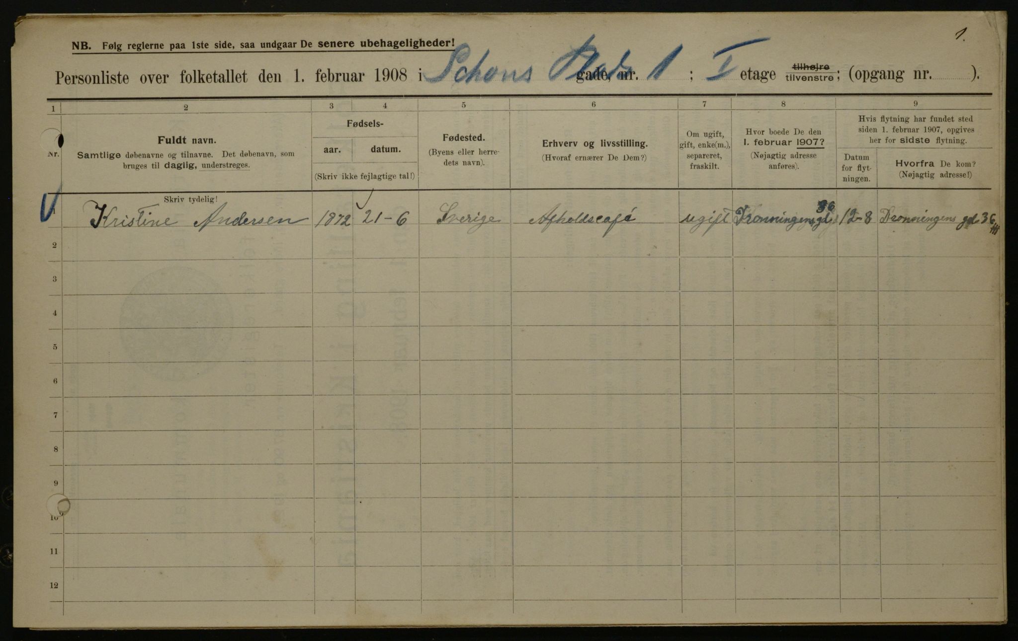 OBA, Municipal Census 1908 for Kristiania, 1908, p. 81317