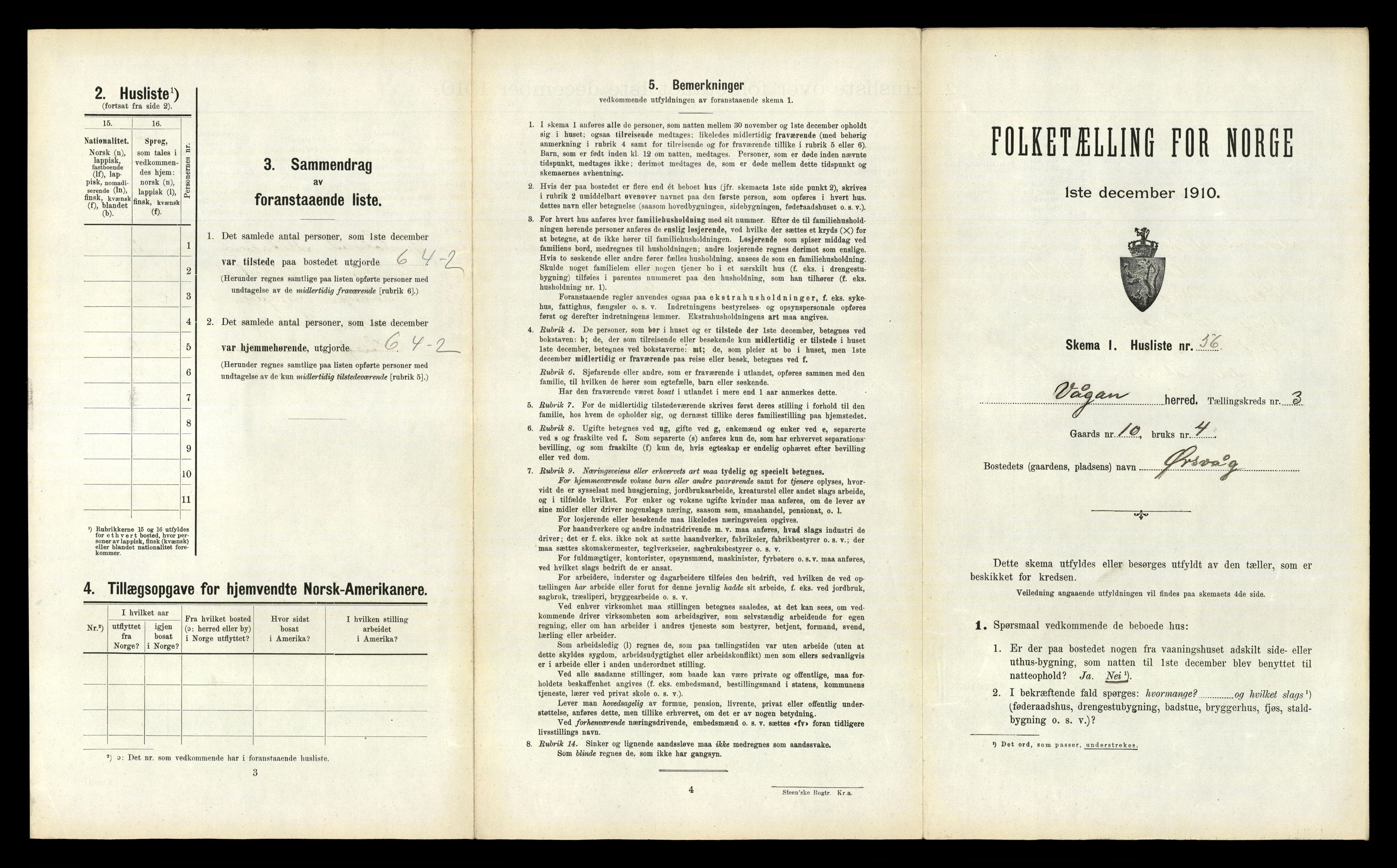 RA, 1910 census for Vågan, 1910, p. 377