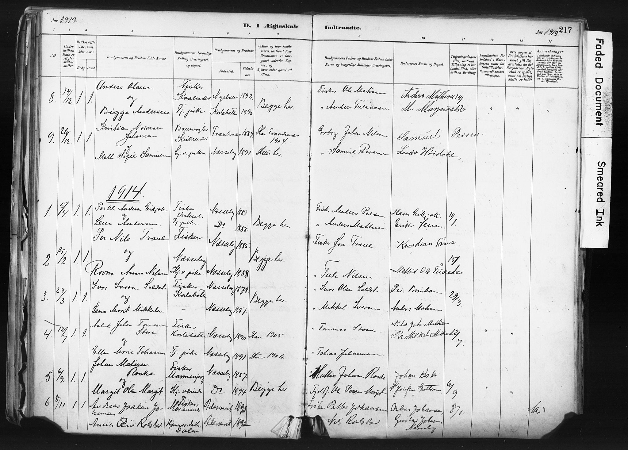 Nesseby sokneprestkontor, SATØ/S-1330/H/Ha/L0006kirke: Parish register (official) no. 6, 1885-1985, p. 217