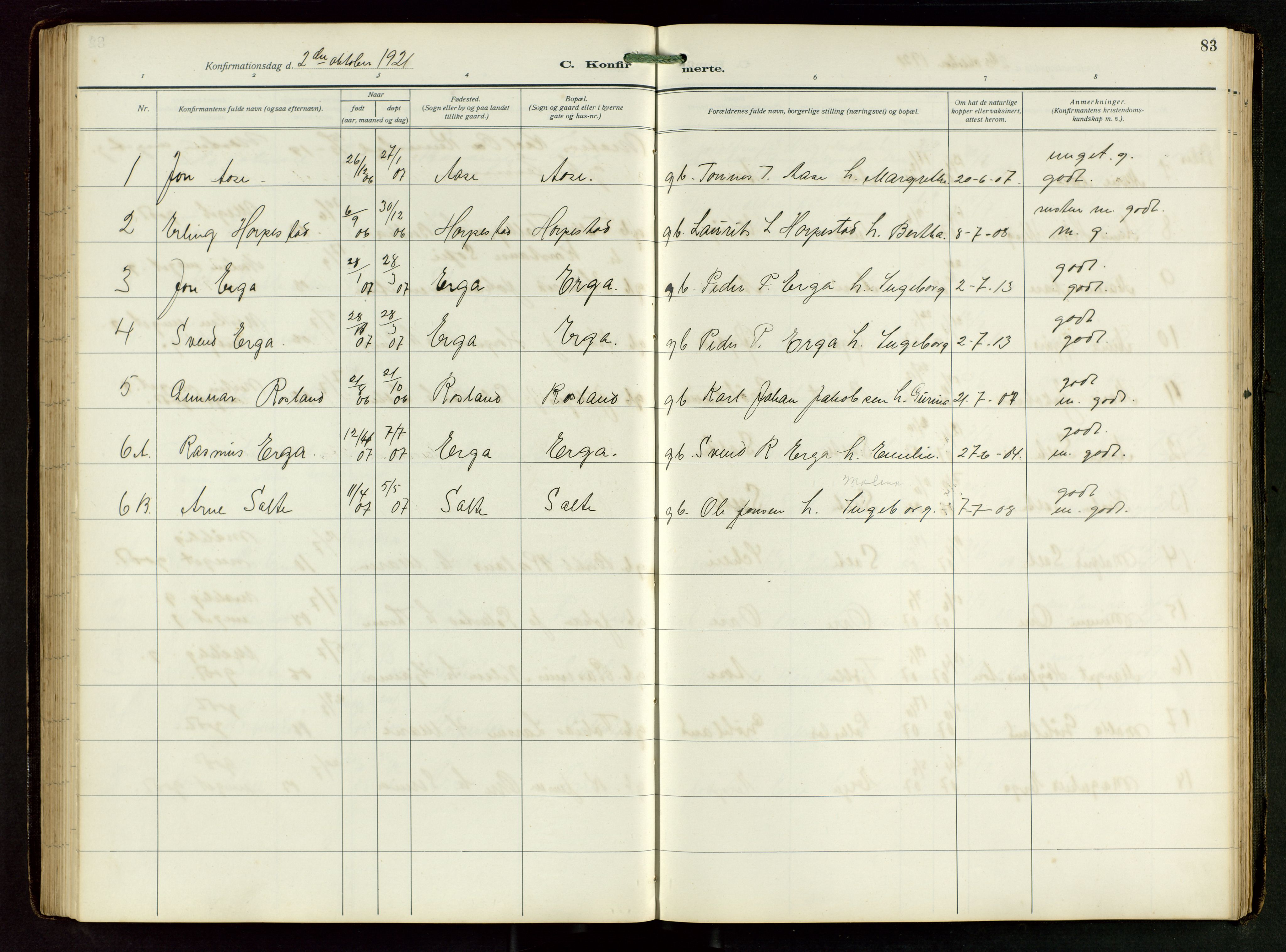 Klepp sokneprestkontor, SAST/A-101803/001/3/30BB/L0008: Parish register (copy) no. B 8, 1918-1949, p. 83