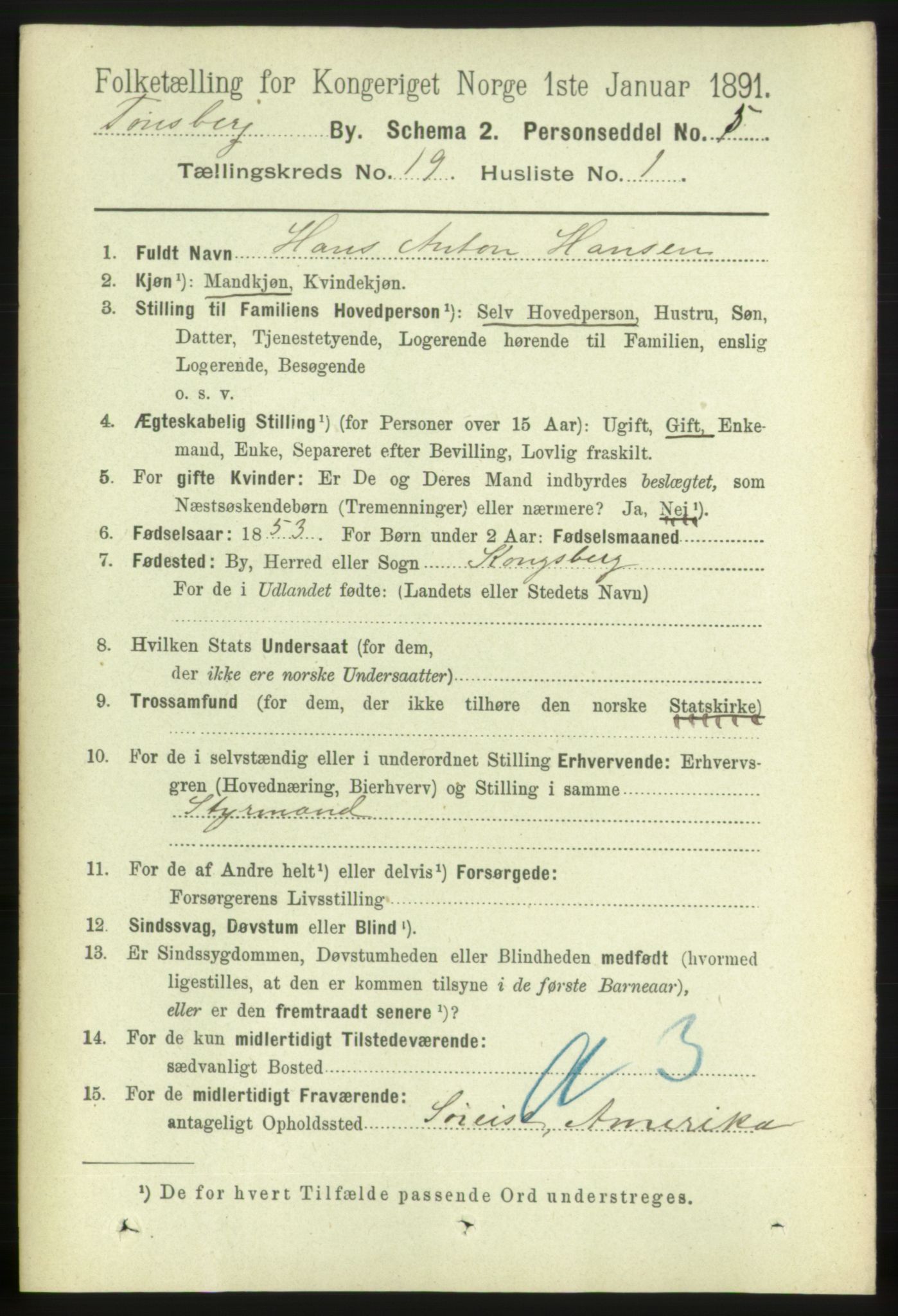 RA, 1891 census for 0705 Tønsberg, 1891, p. 5221